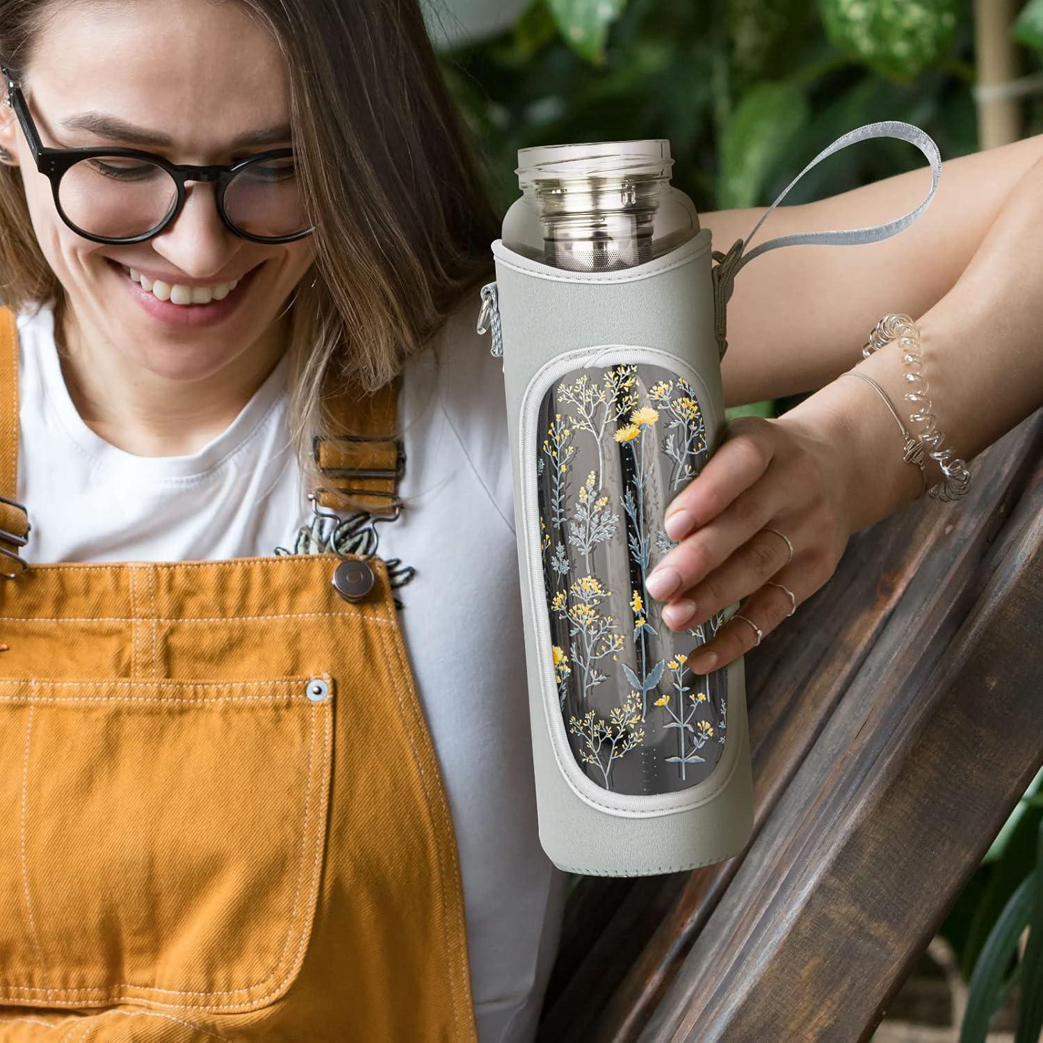 Botella de Agua de Vidrio Borosilicato Reeho 1000ml con Infusor