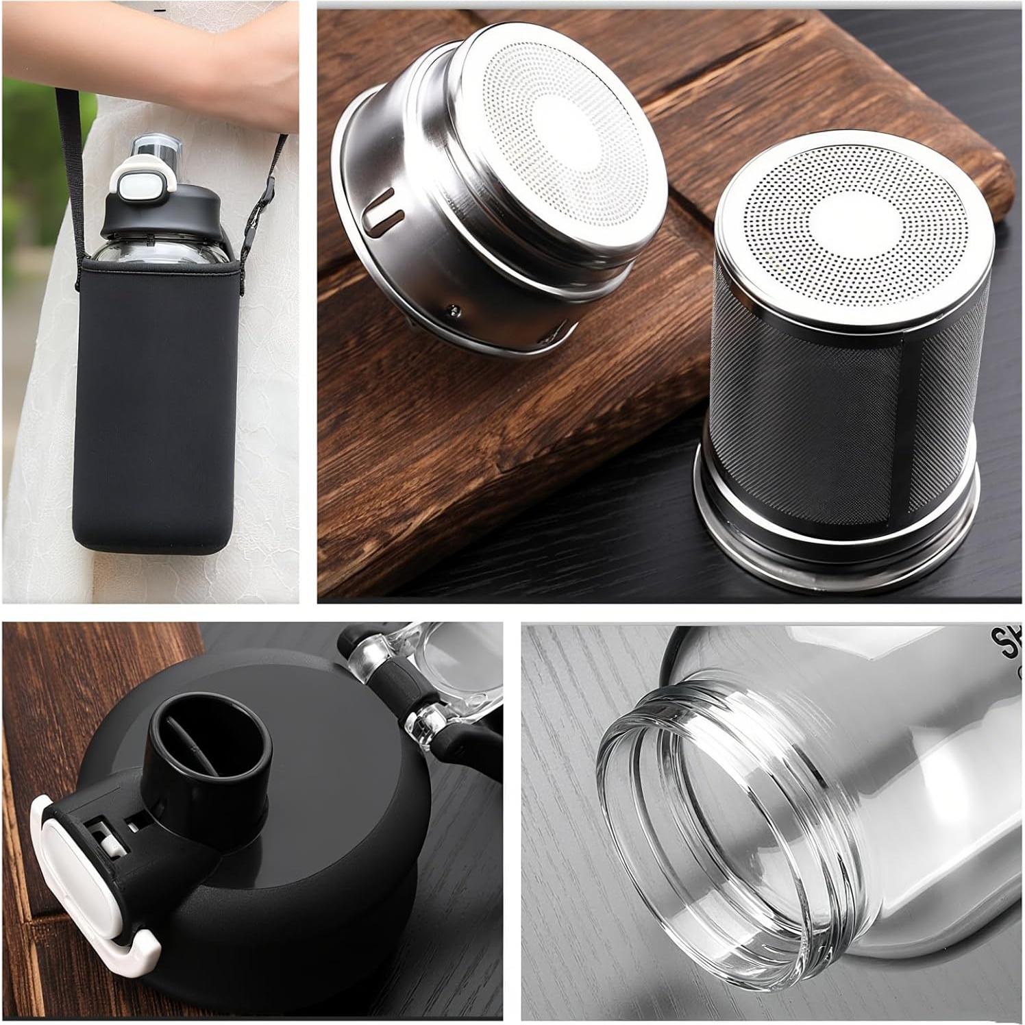 Botella Infusora de Té HOYUANSU 1500ML Vidrio Borosilicatado