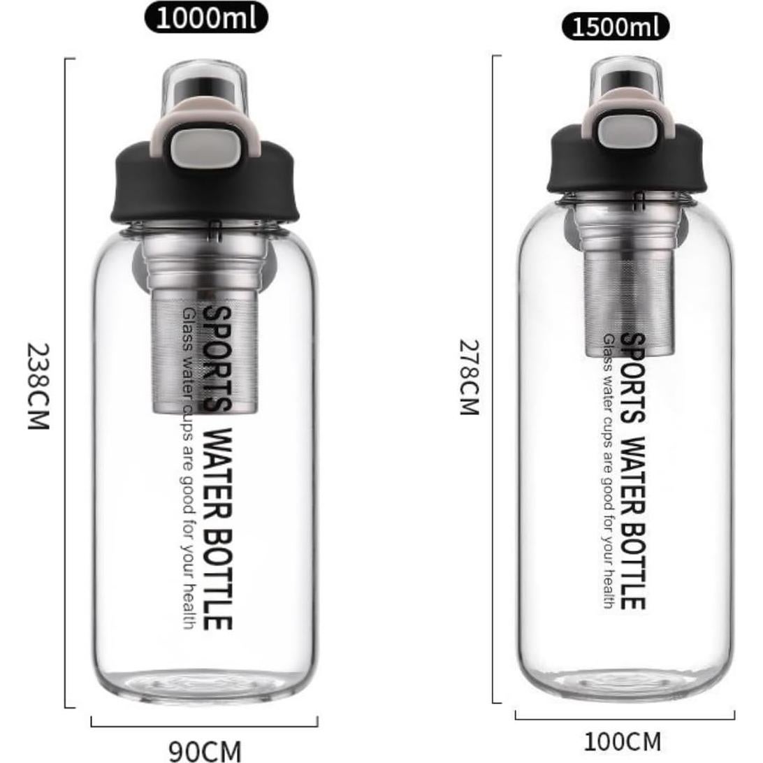 Botella Infusora de Té HOYUANSU 1500ML Vidrio Borosilicatado