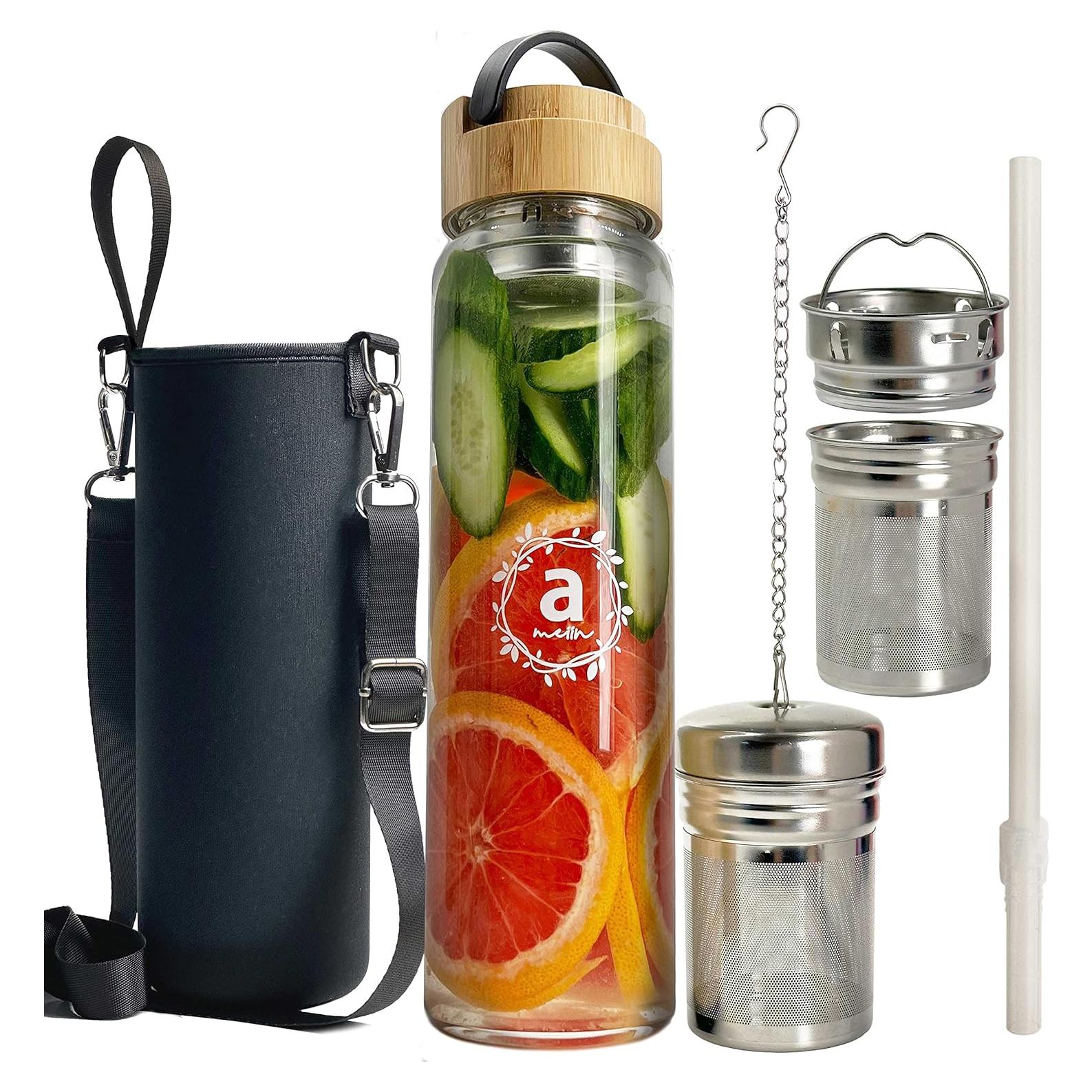 Botella de Agua de Vidrio Borosilicato 32oz Ameiin con Infusor