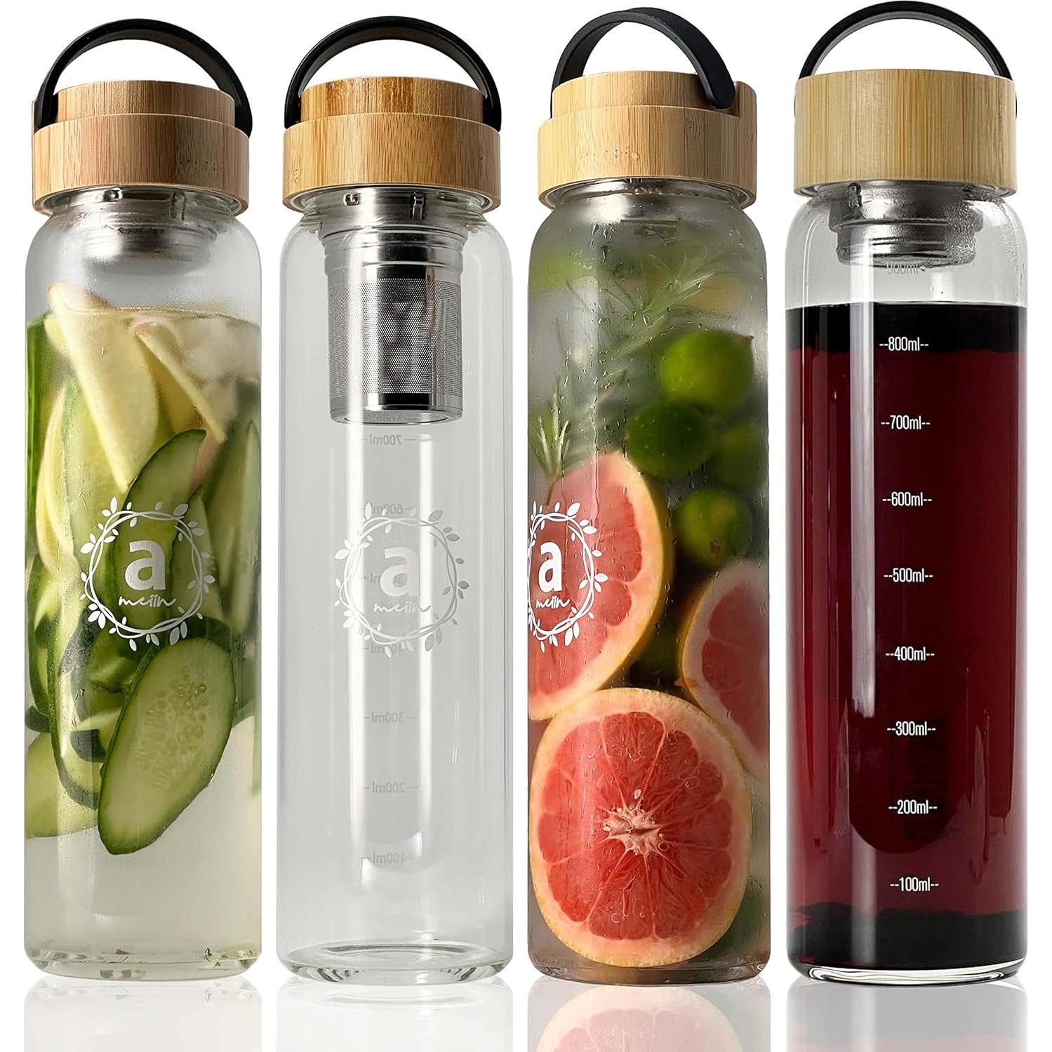 Botella de Agua de Vidrio Borosilicato 32oz Ameiin con Infusor