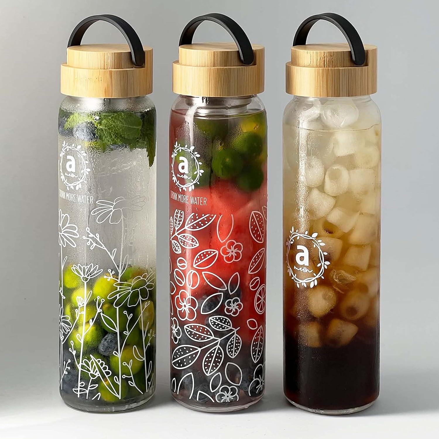 Botella de Agua de Vidrio Borosilicato 32oz Ameiin con Infusor