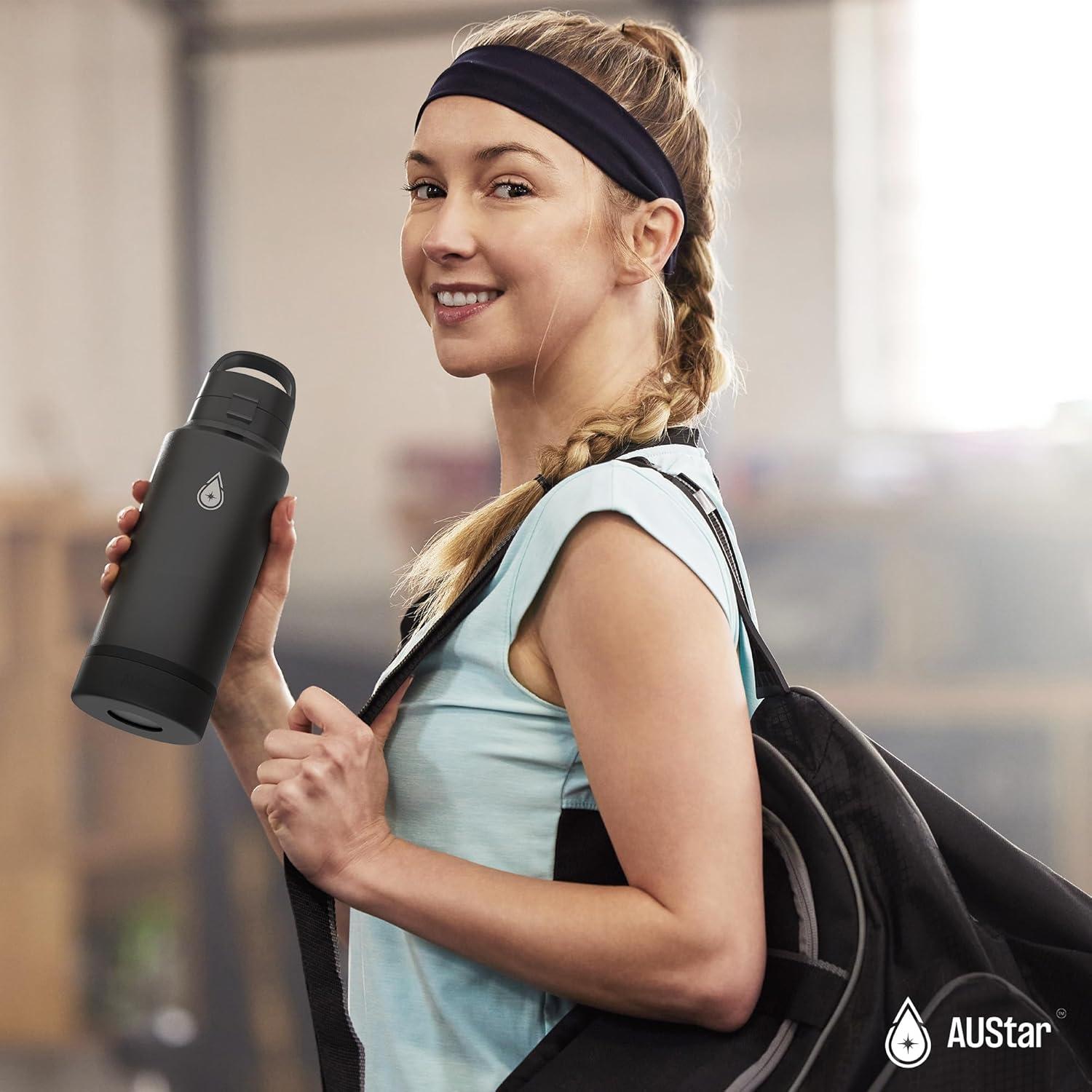 Botella de Agua Deportiva AUStar 769ml Aislada con Tapa Múltiple