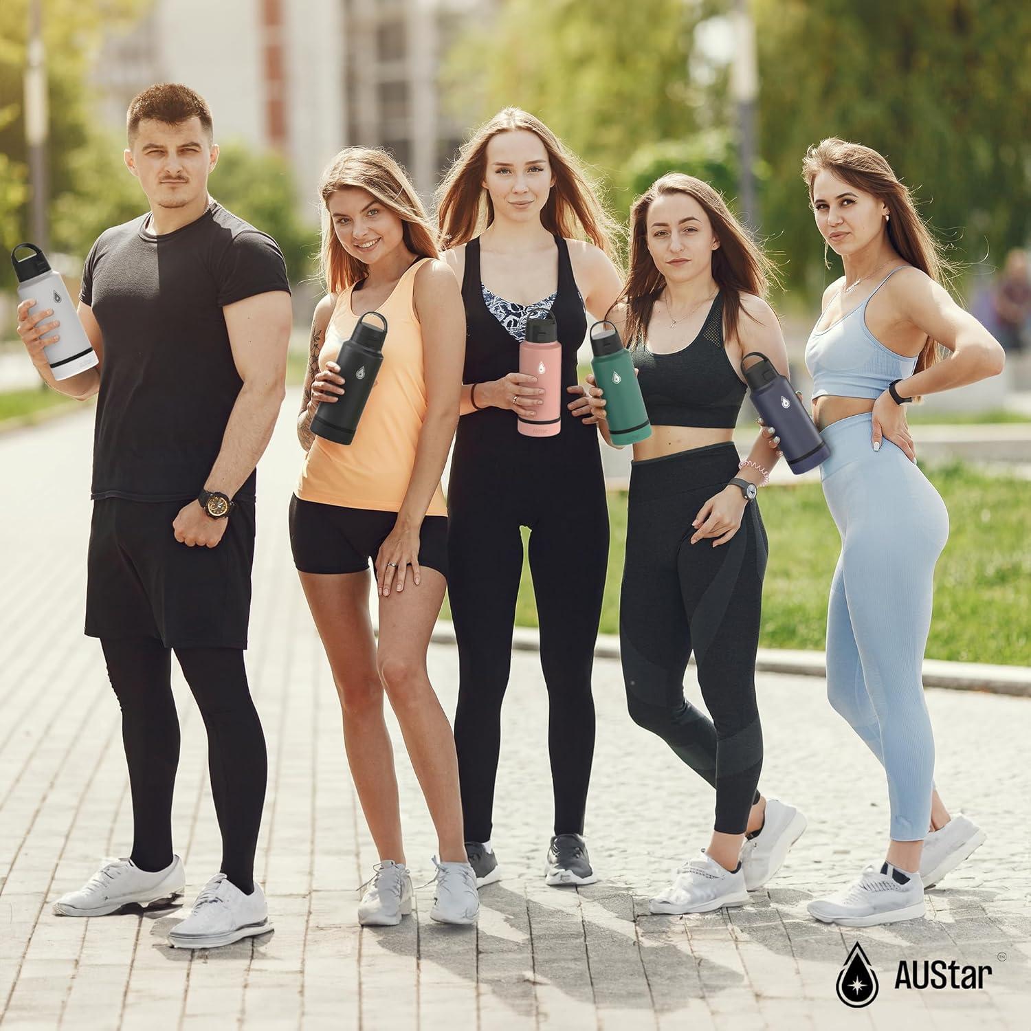 Botella de Agua Deportiva AUStar 769ml Aislada con Tapa Múltiple