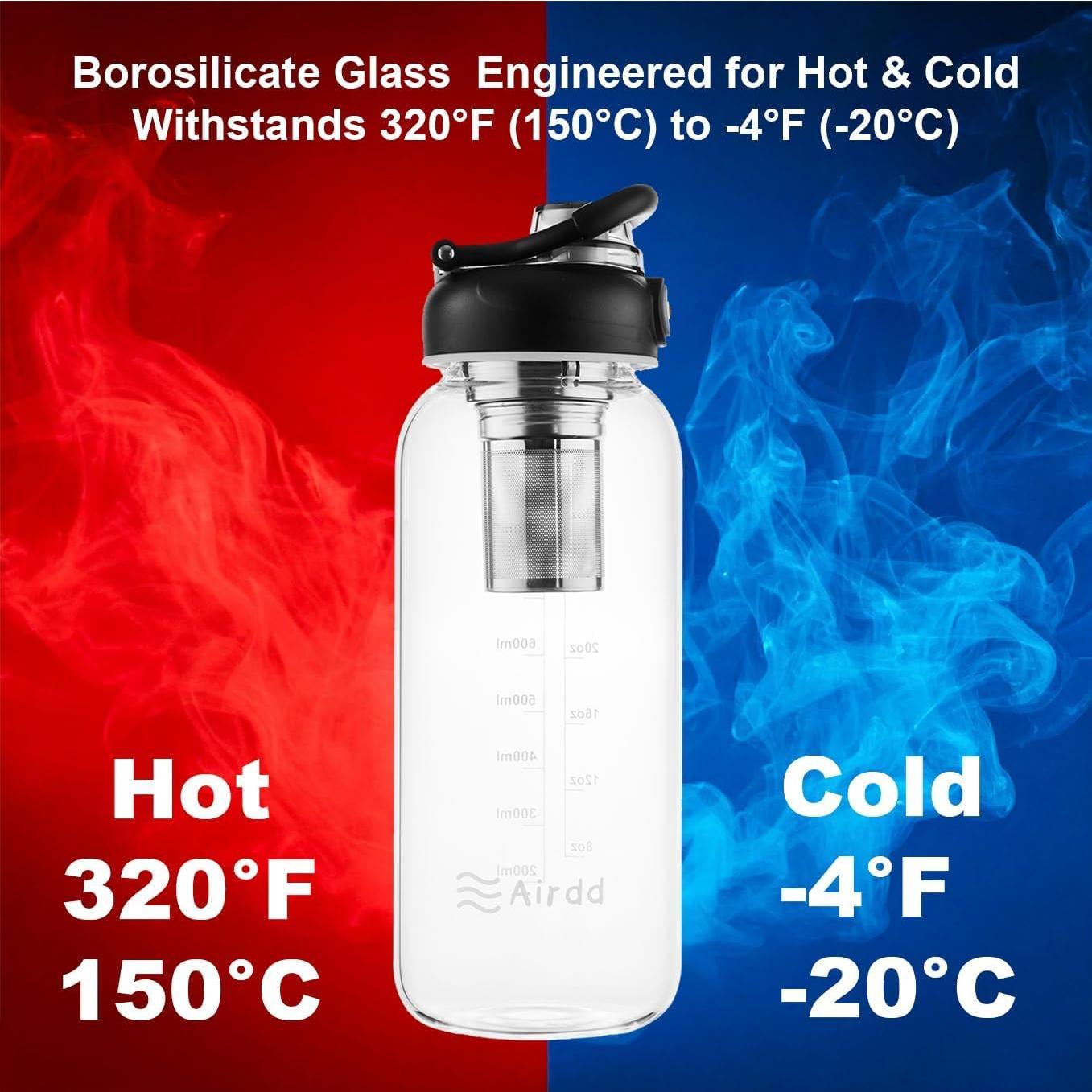 Botella de Agua de Vidrio Airdd 32oz con Infusor de Té