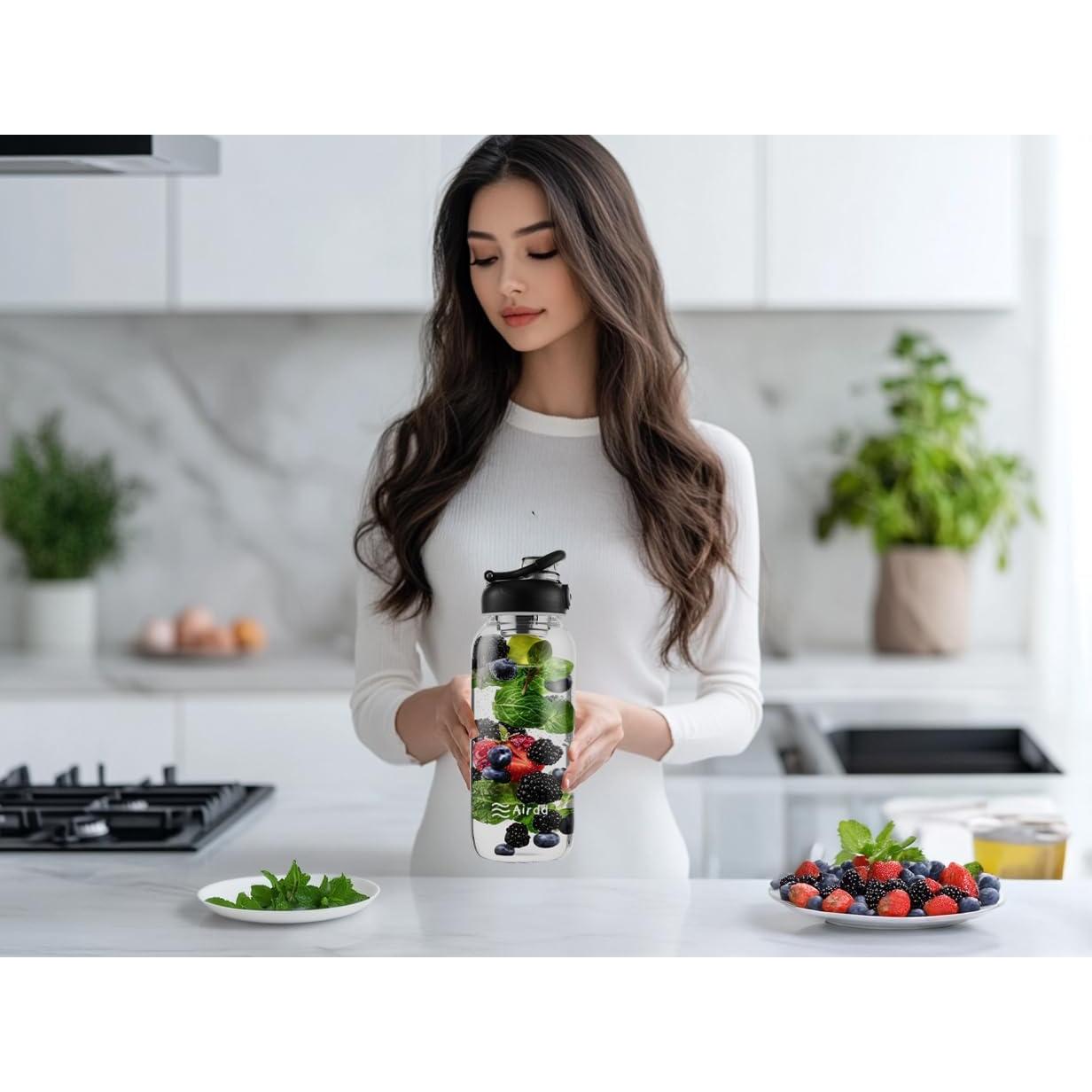 Botella de Agua de Vidrio Airdd 32oz con Infusor de Té