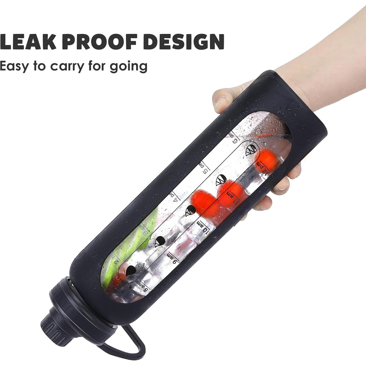 Botella de Agua de Vidrio GIEMIT 1 Litro con Manga de Silicona