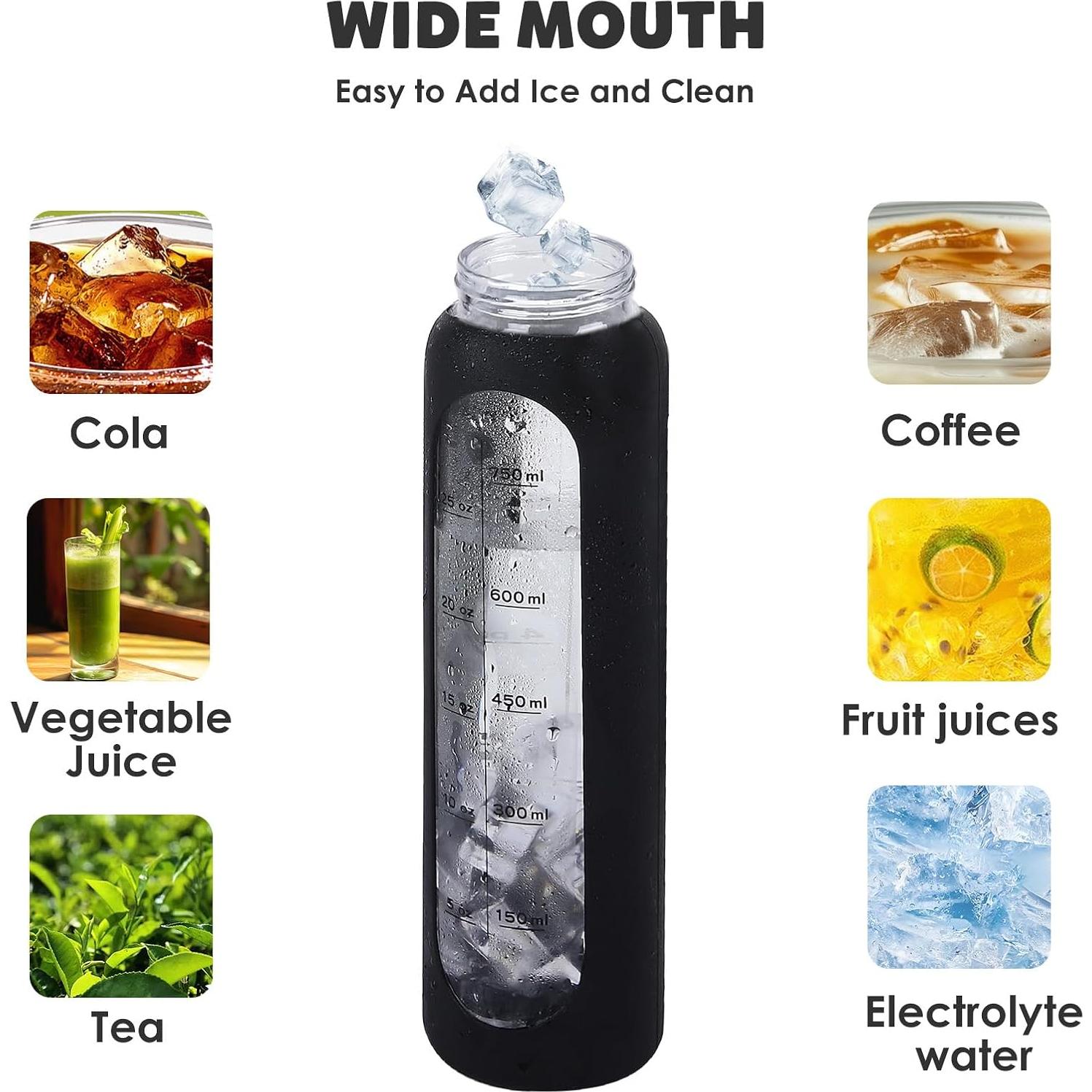 Botella de Agua de Vidrio GIEMIT 1 Litro con Manga de Silicona