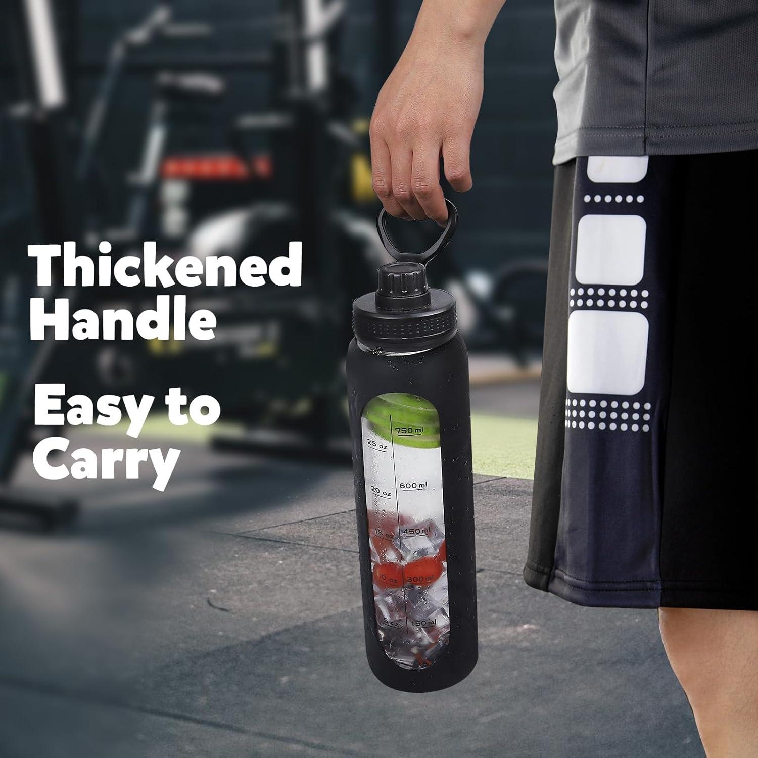 Botella de Agua de Vidrio GIEMIT 1 Litro con Manga de Silicona