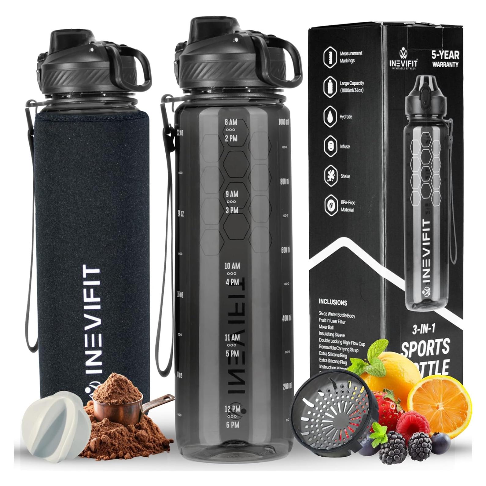 Botella Deportiva INEVIFIT 1L Libre de BPA con Infusor