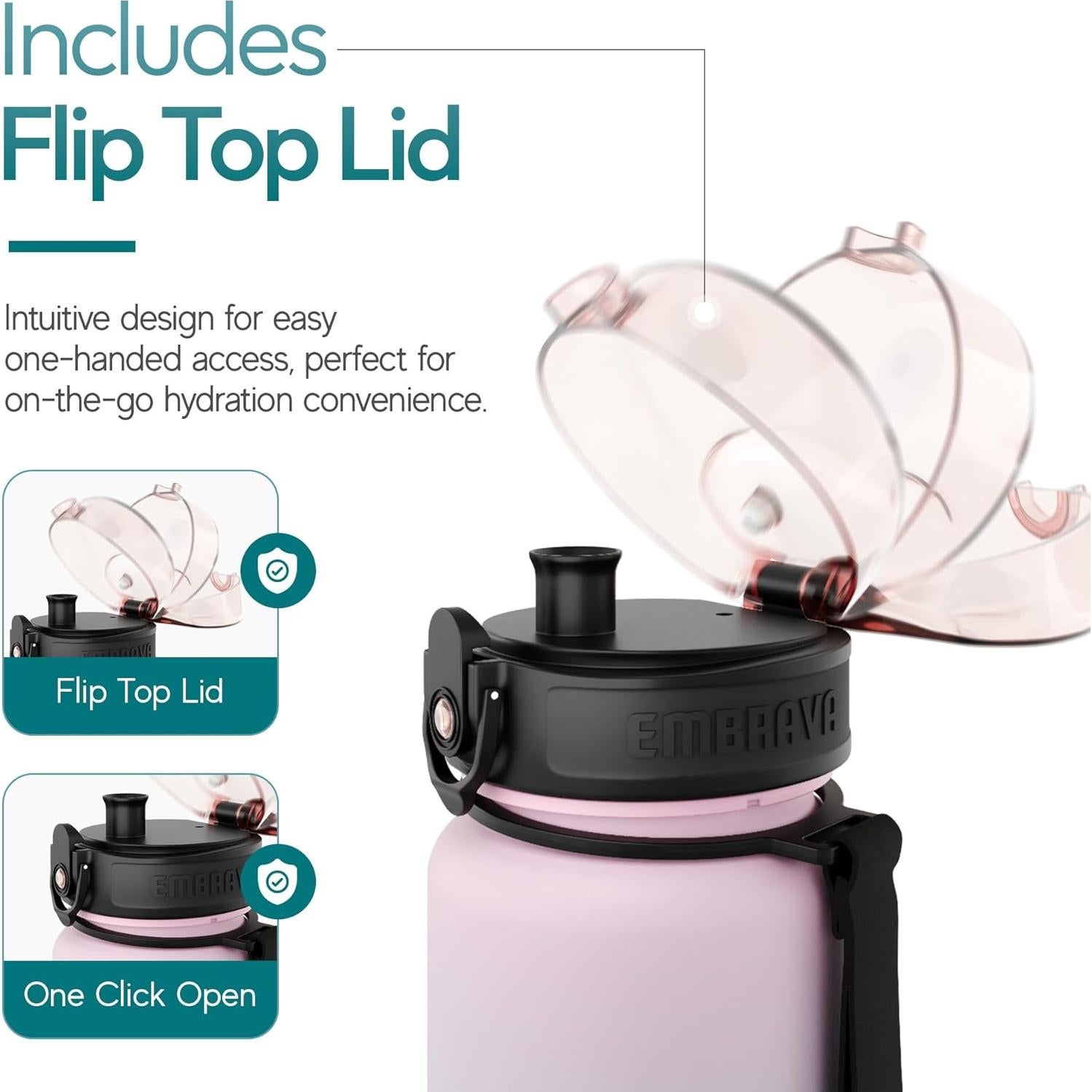 Botella de Agua Deportiva Embrava 1L - Libre de BPA - A Prueba de Fugas