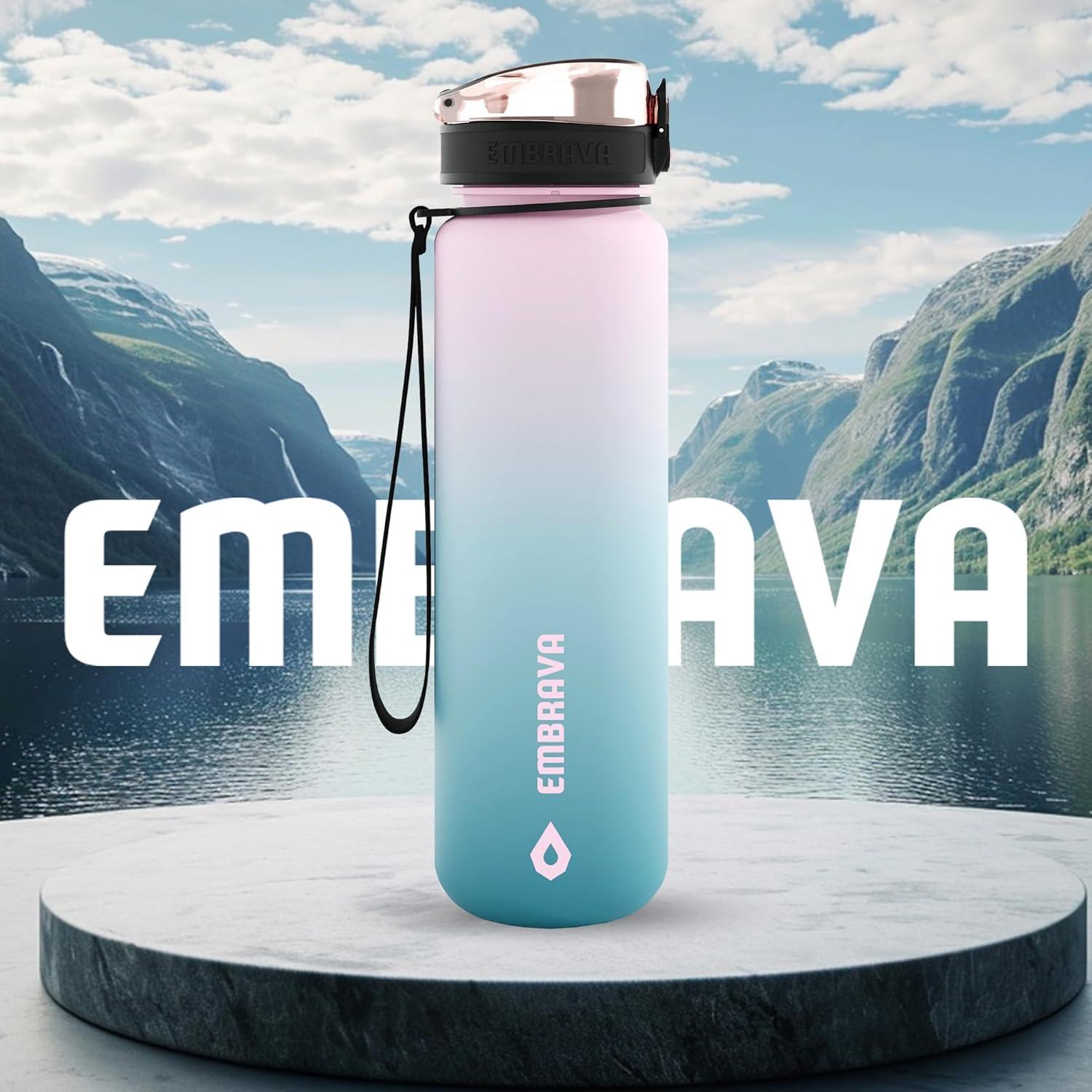 Botella de Agua Deportiva Embrava 1L - Libre de BPA - A Prueba de Fugas