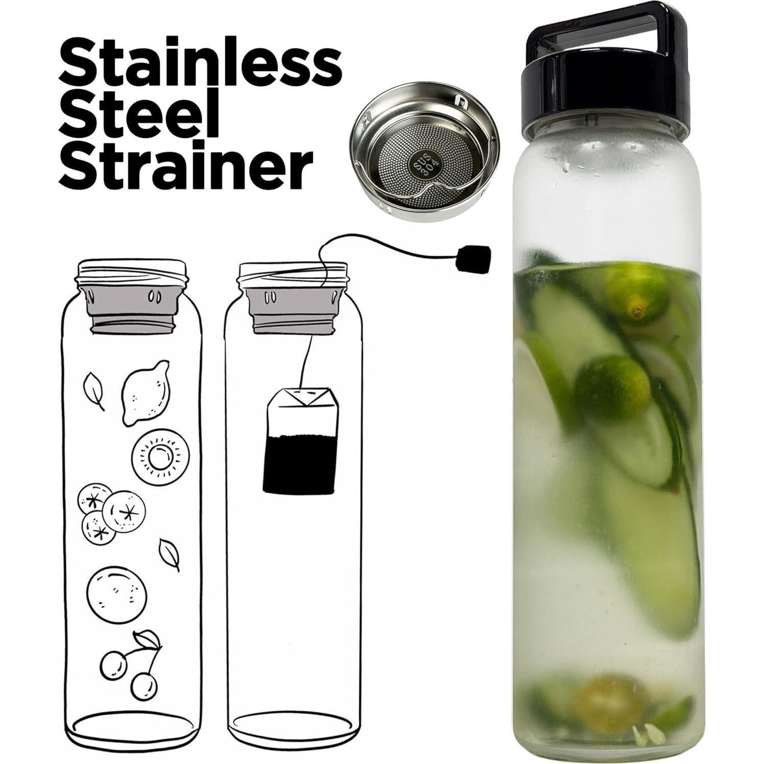 Botella de Agua de Vidrio 0.95L Aecotea con Infusor