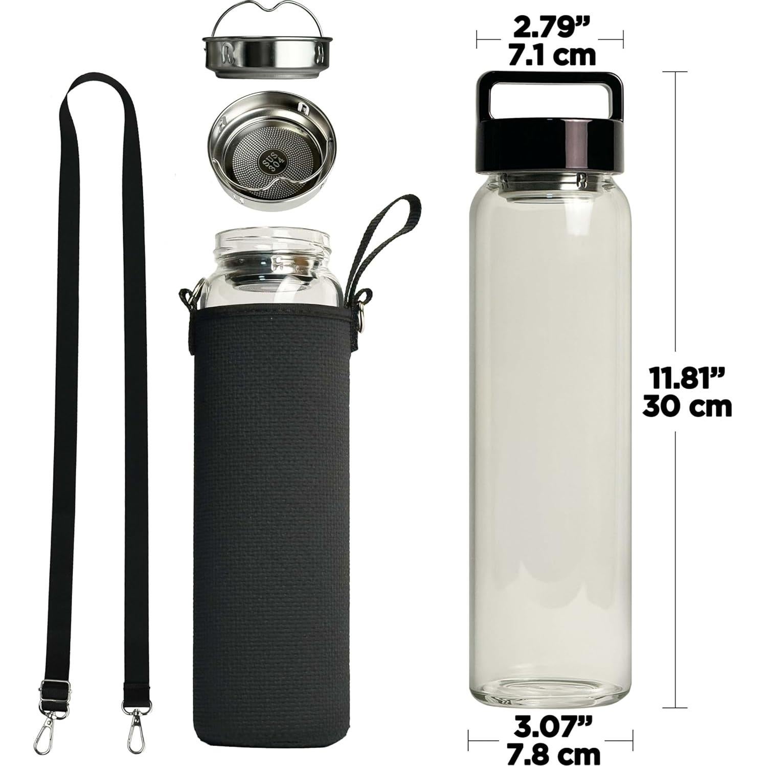 Botella de Agua de Vidrio 0.95L Aecotea con Infusor