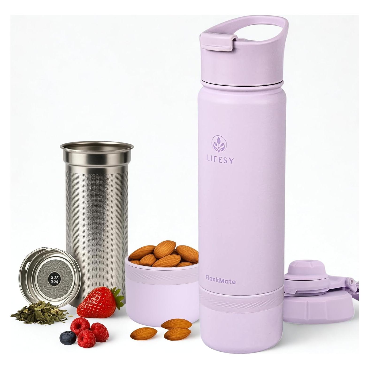 Botella Infusora de Té y Termo 0.5L LIFESY FlaskMate Lila