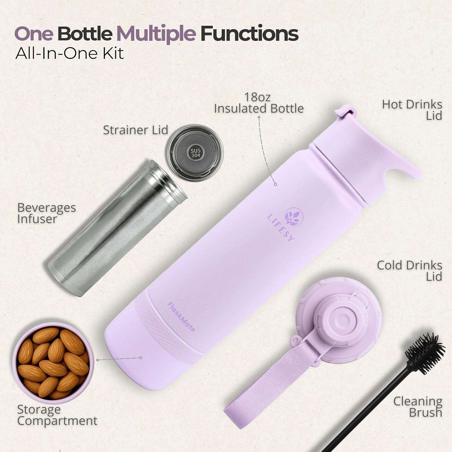 Botella Infusora de Té y Termo 0.5L LIFESY FlaskMate Lila