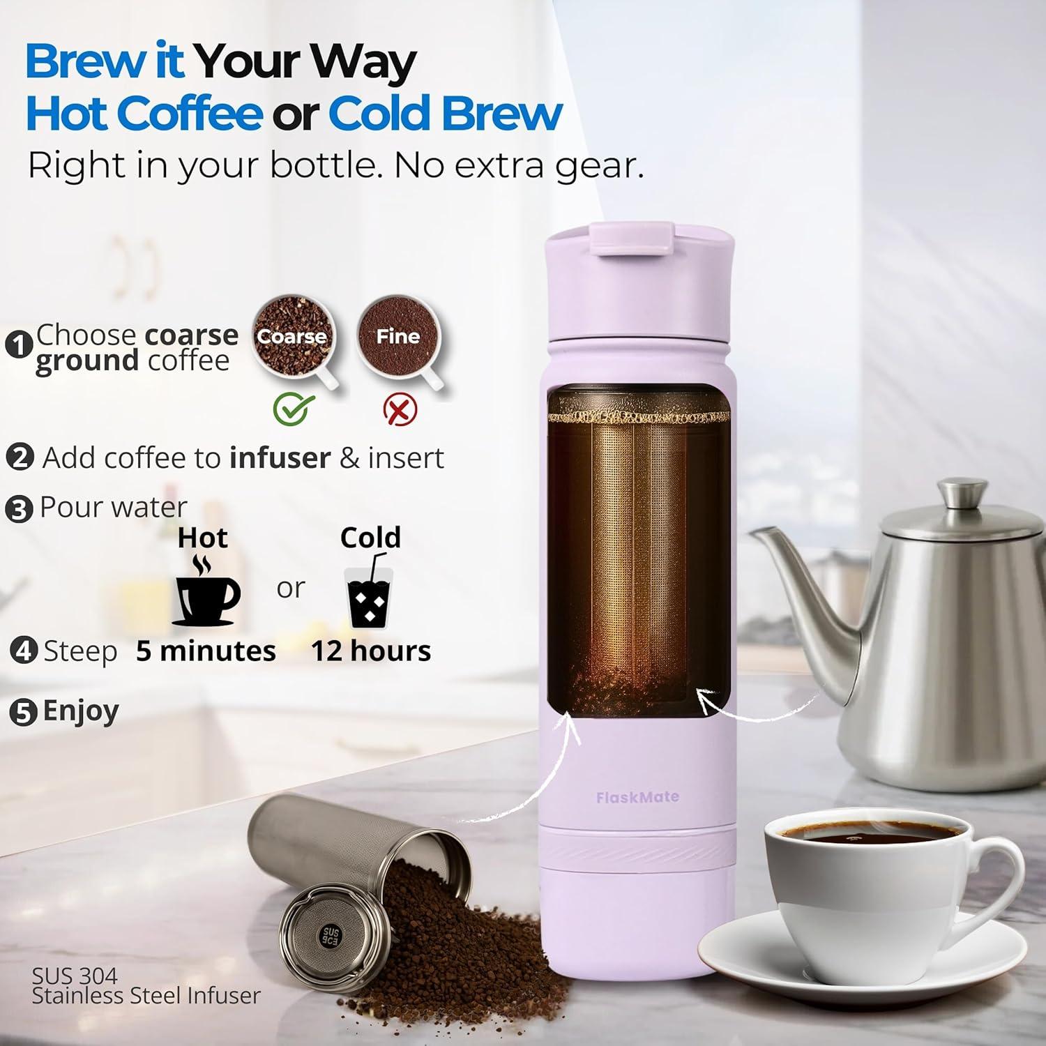 Botella Infusora de Té y Termo 0.5L LIFESY FlaskMate Lila