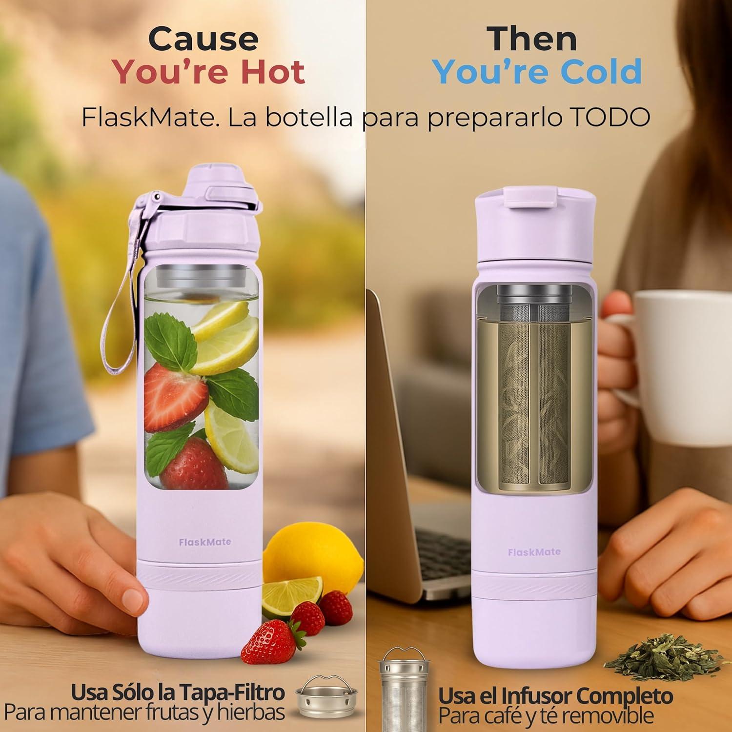 Botella Infusora de Té y Termo 0.5L LIFESY FlaskMate Lila