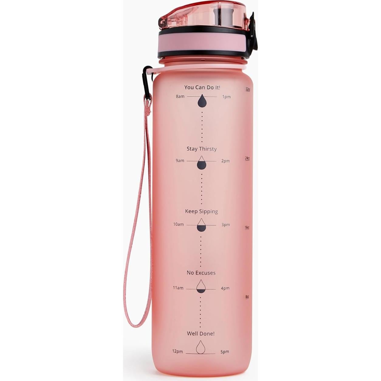 Botella de Agua Motivacional VODAPOD 0.95L Rosa Libre de BPA