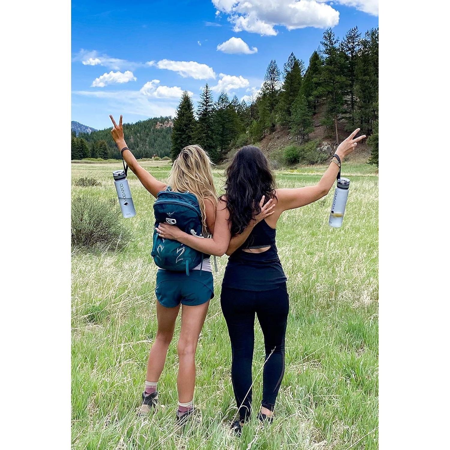 Botella de Agua Motivacional VODAPOD 0.95L Rosa Libre de BPA