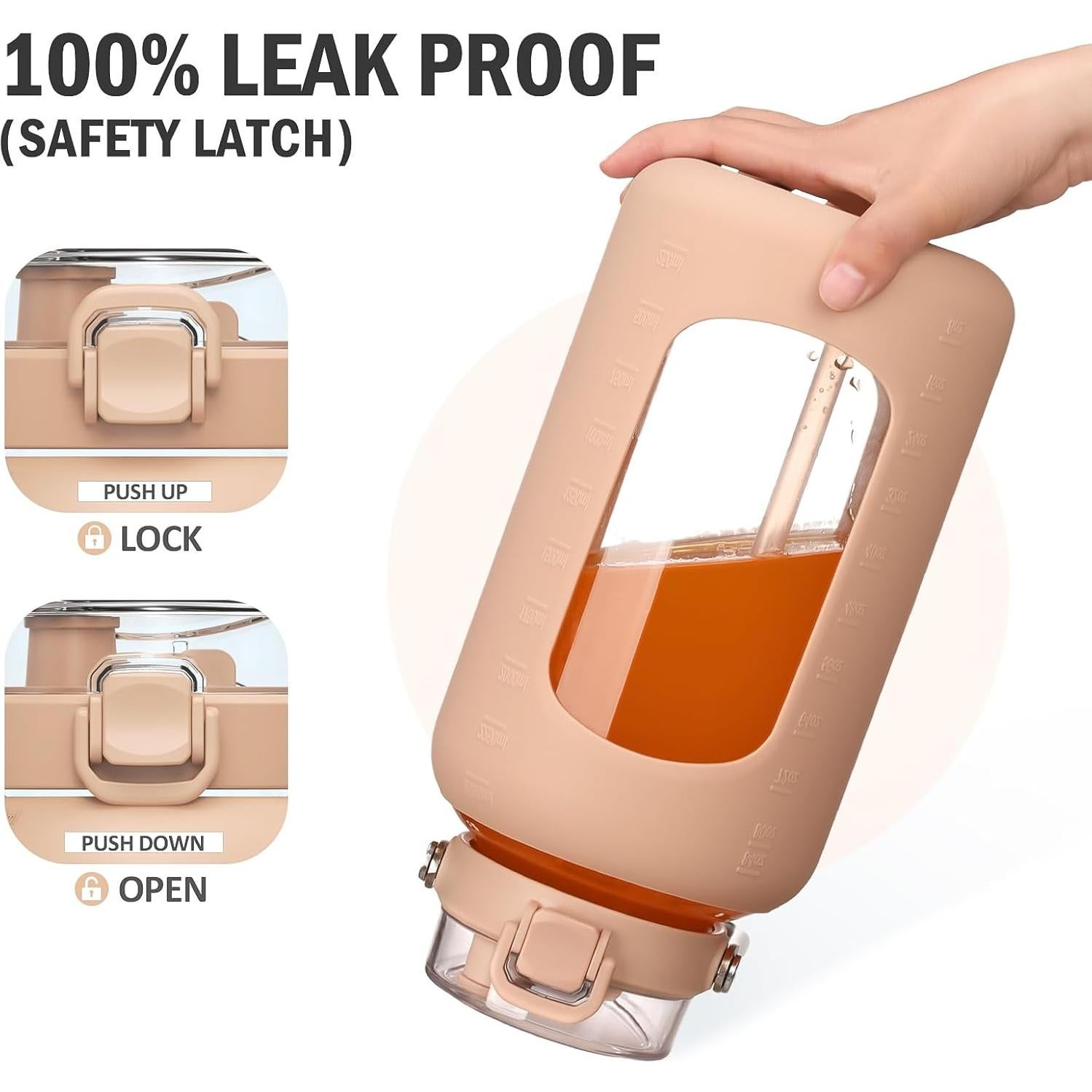 Botella de Agua de Vidrio 2.4L WINSA con Tapa 2-en-1 y Mango