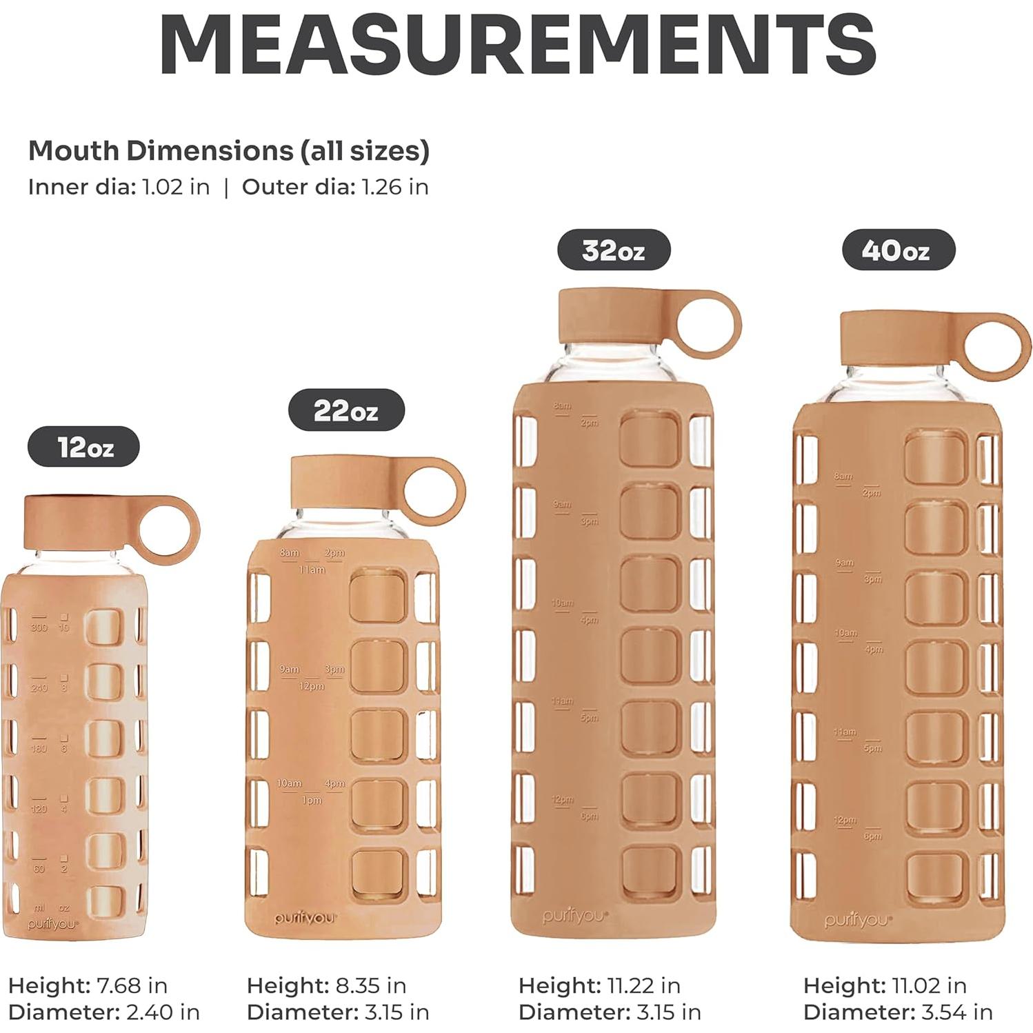 Botella de Agua de Vidrio Purifyou 22oz con Manga de Silicona