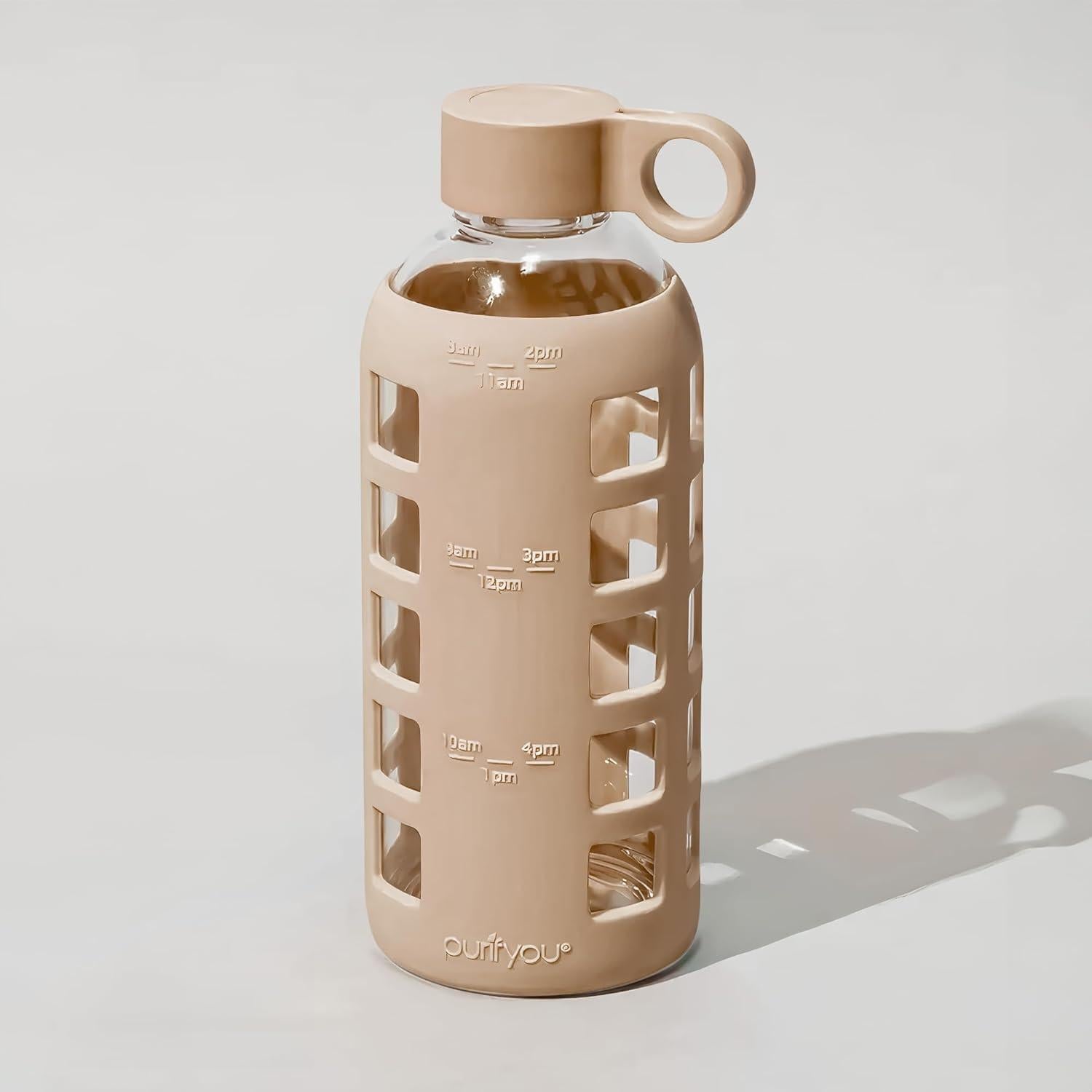 Botella de Agua de Vidrio Purifyou 22oz con Manga de Silicona