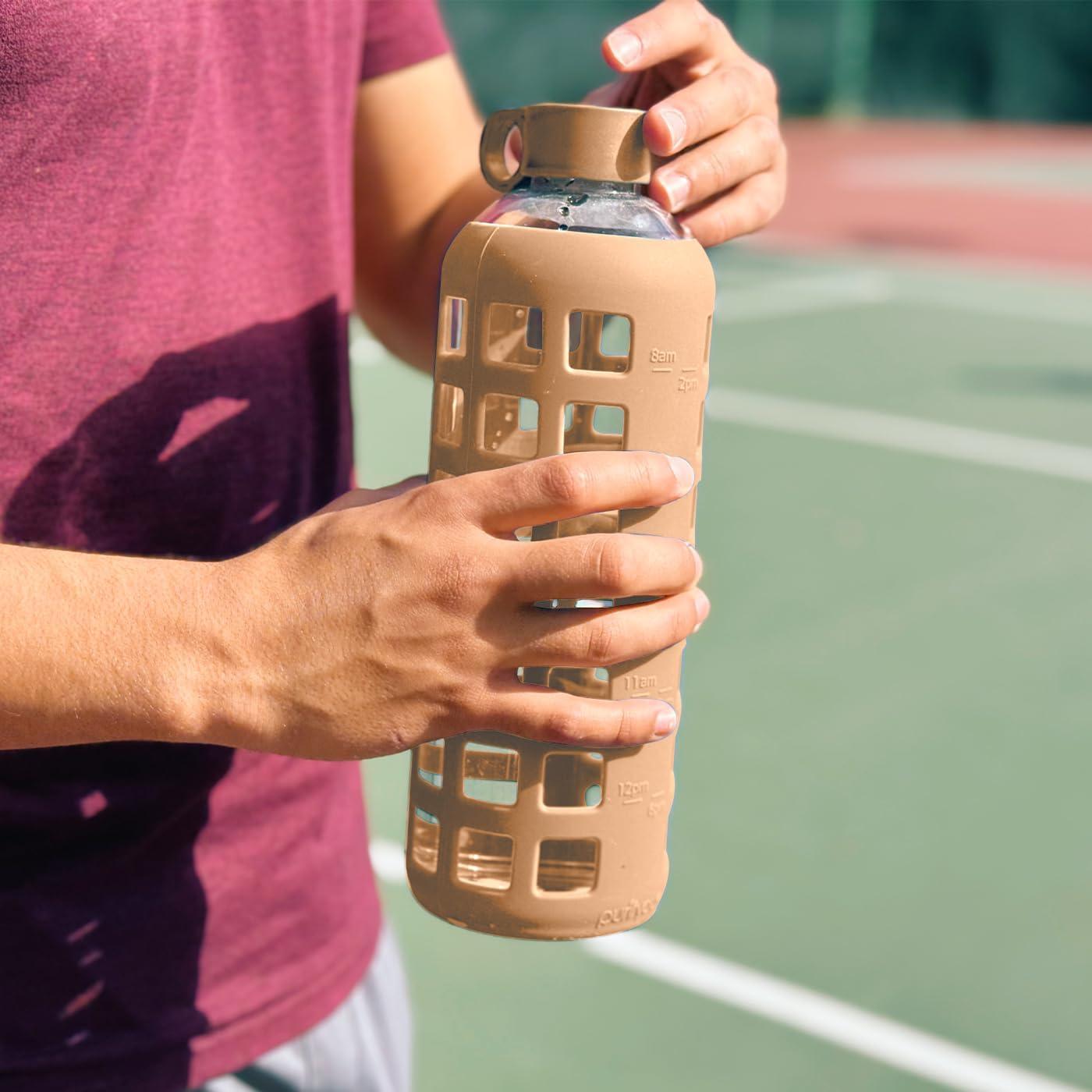 Botella de Agua de Vidrio Purifyou 22oz con Manga de Silicona