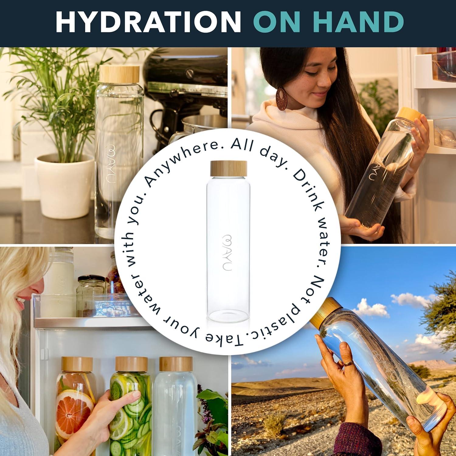 Botella de Agua de Vidrio Mayu 1.5L con Tapa de Bambú