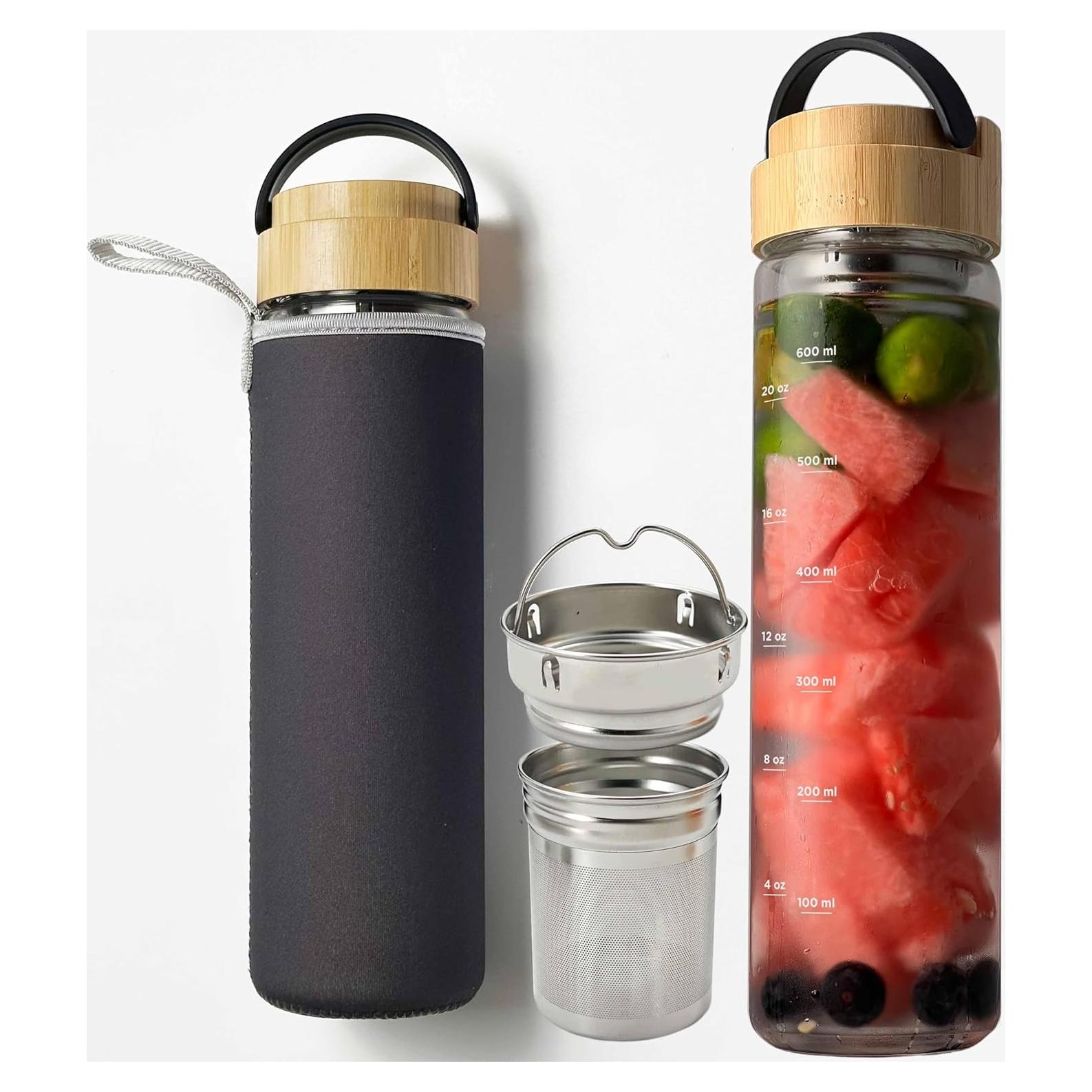 Botella de Agua de Vidrio Borosilicato 0.68L Ameiin con Infusor