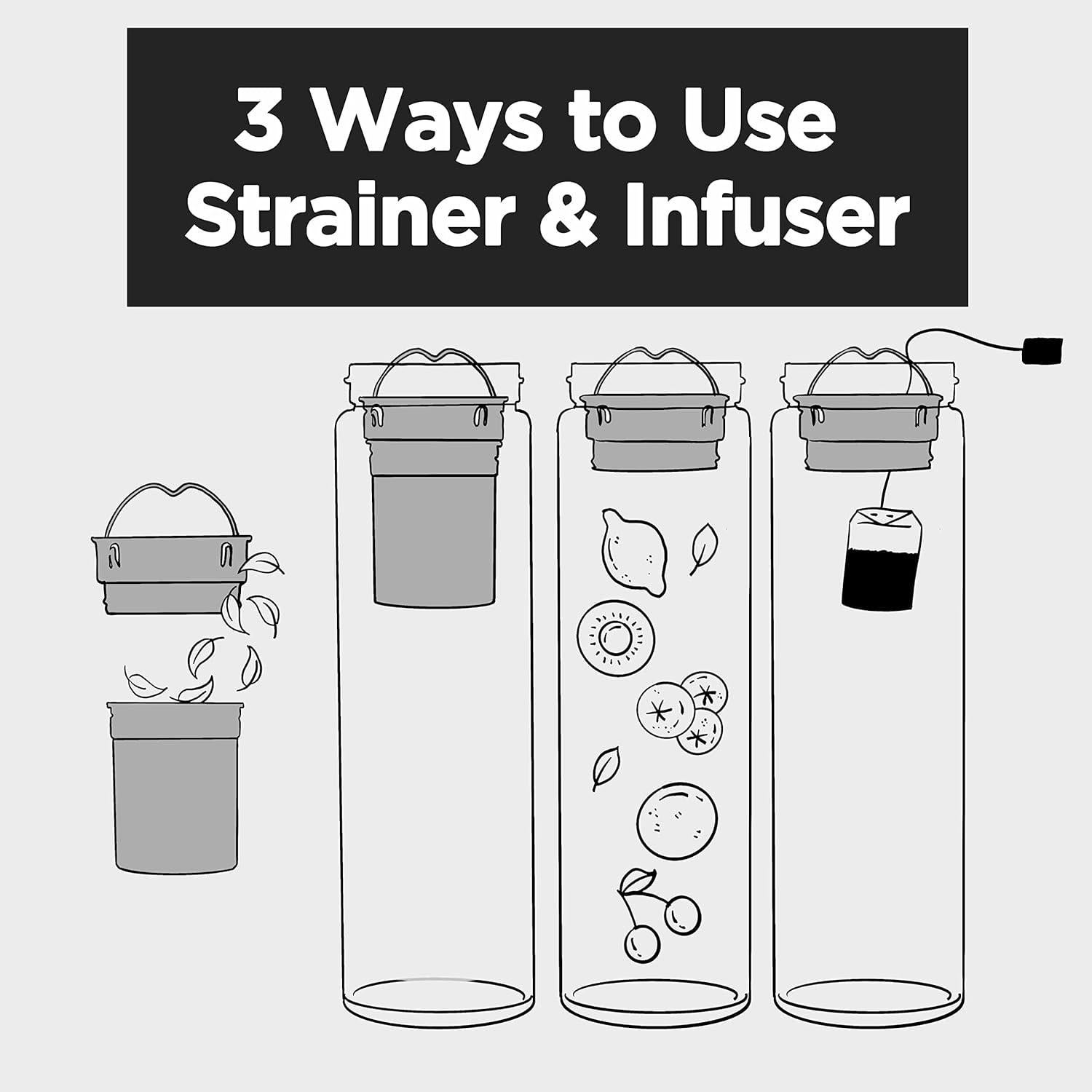 Botella de Agua de Vidrio Borosilicato 0.68L Ameiin con Infusor