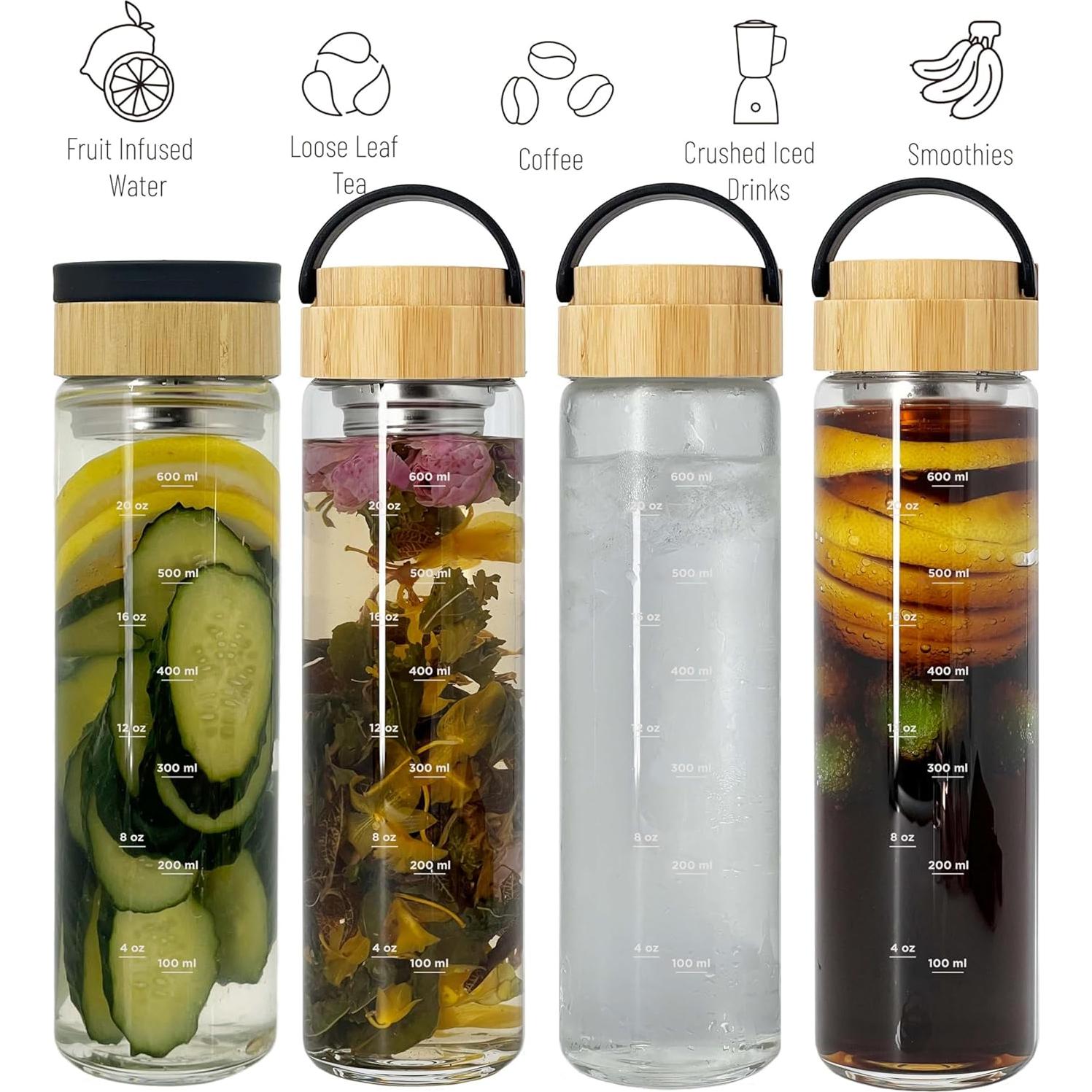 Botella de Agua de Vidrio Borosilicato 0.68L Ameiin con Infusor