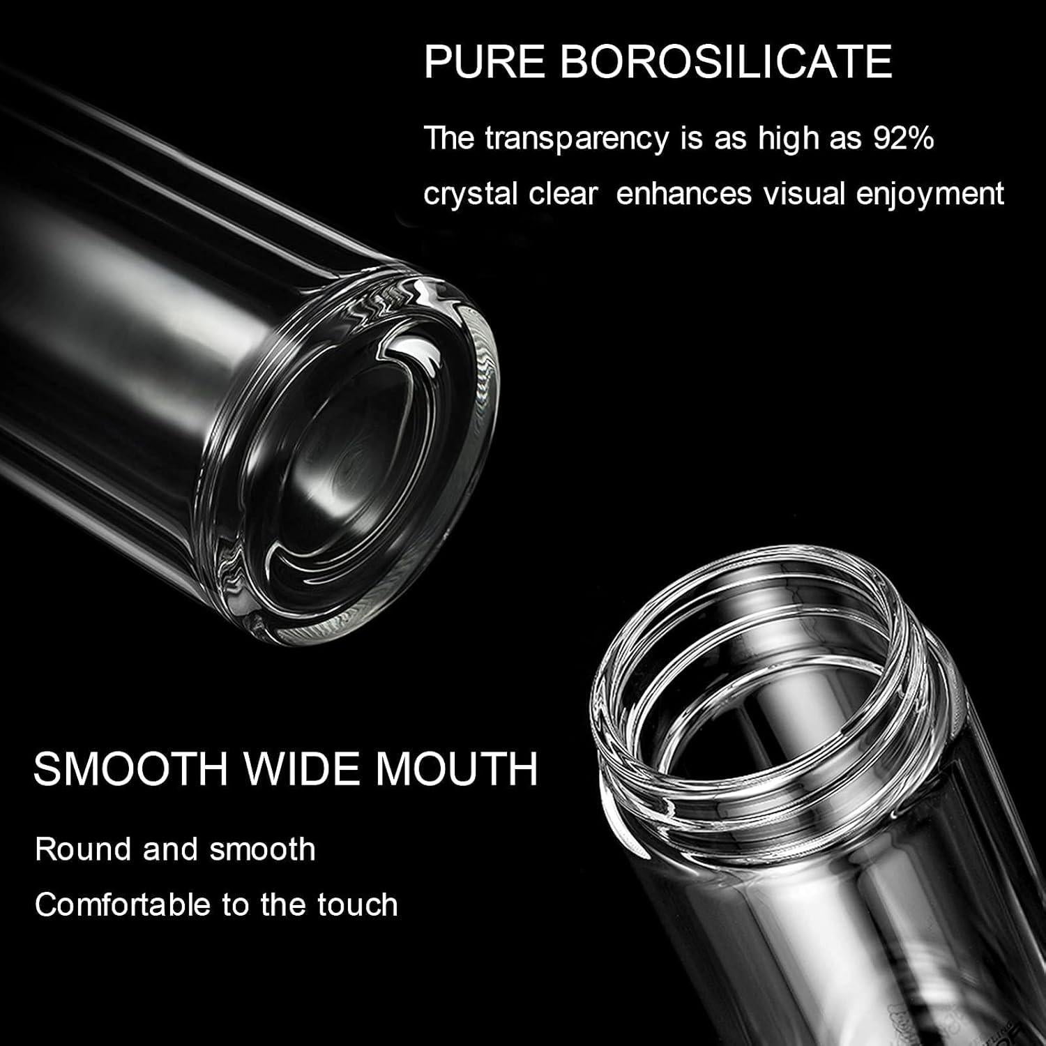 Botella de Té COMI 400 ml Vidrio Borosilicato Doble Pared