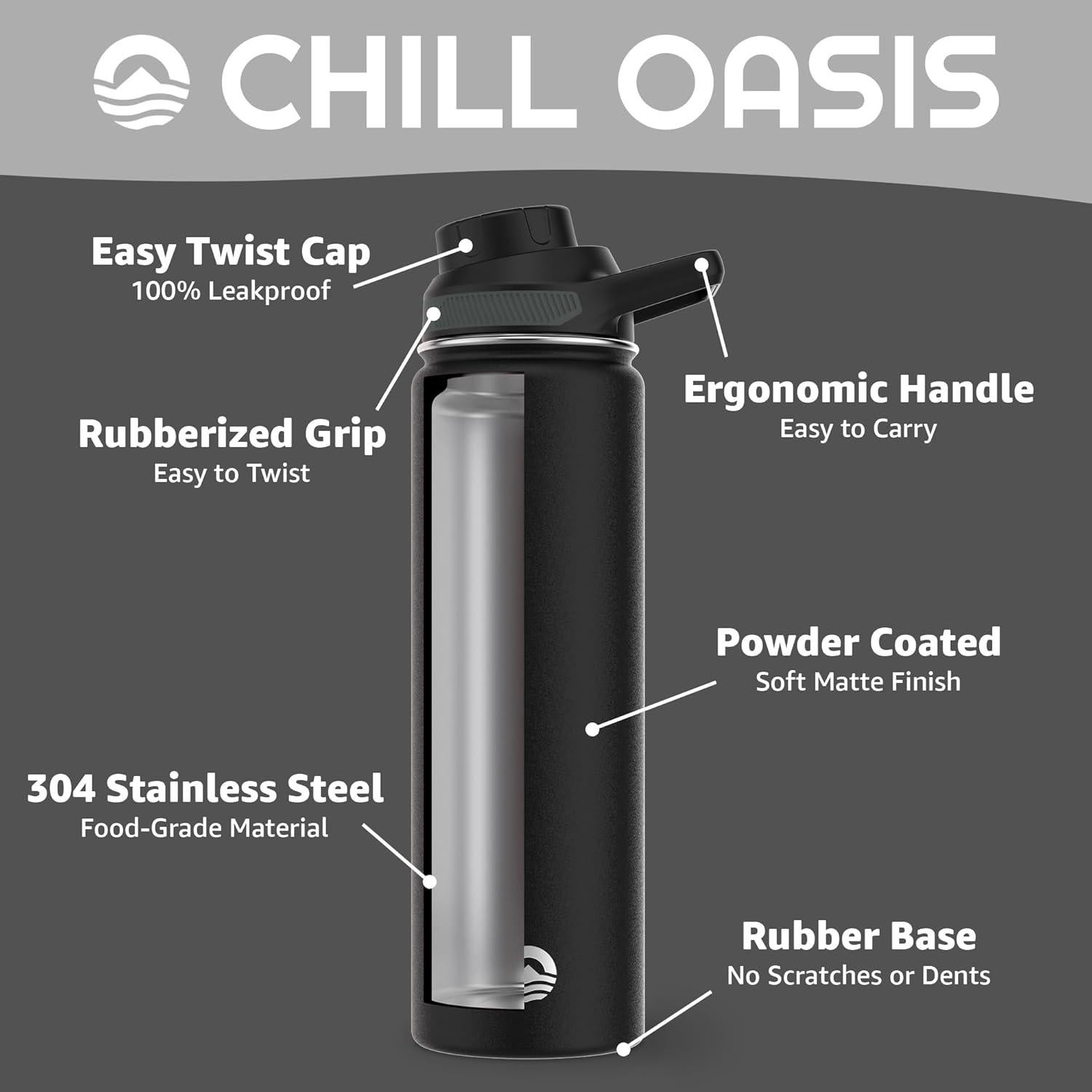 Botella de Agua Chill Oasis 650ml Acero Inoxidable Aislada