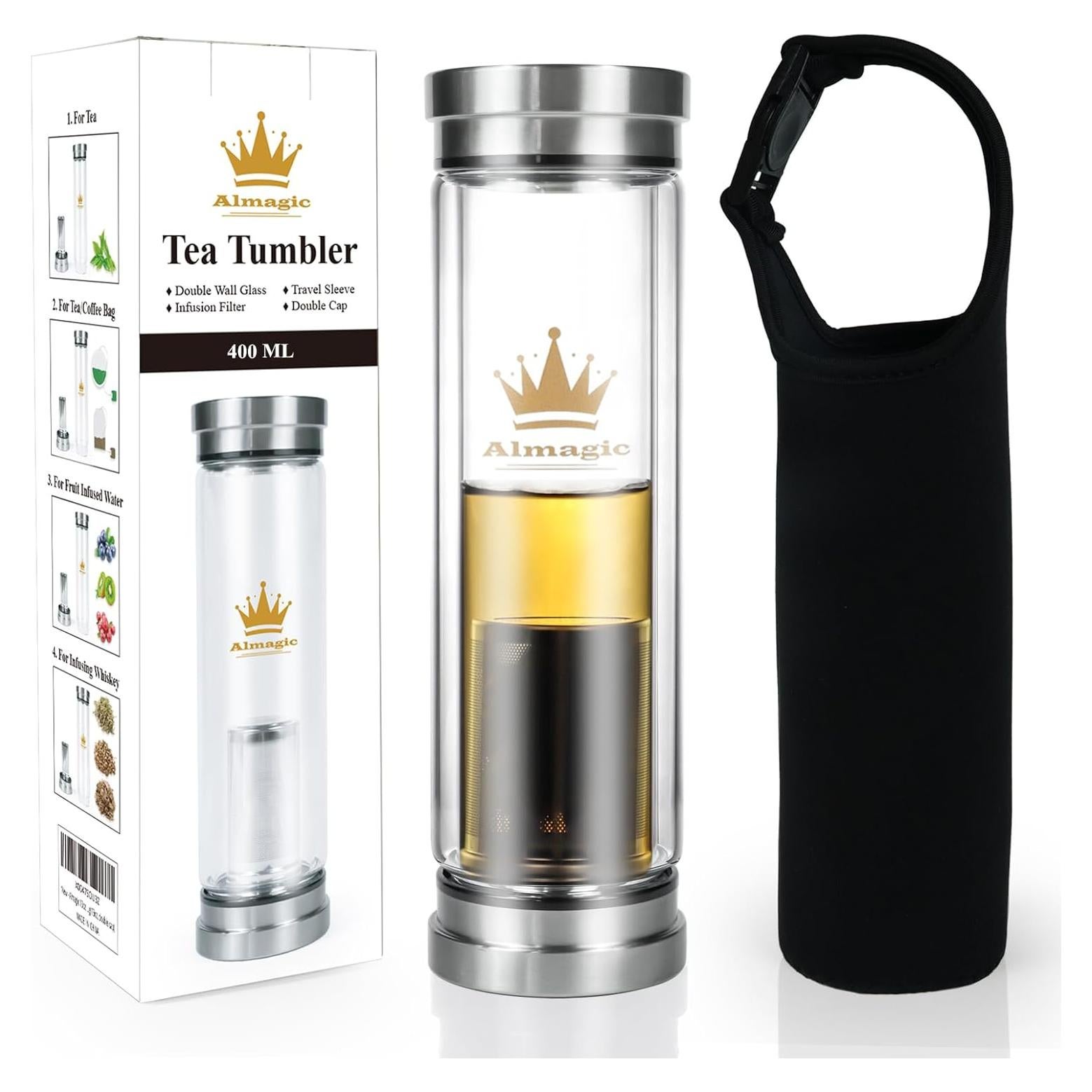 Botella Infusor de Té Almagic 400 ml Doble Pared Aislada