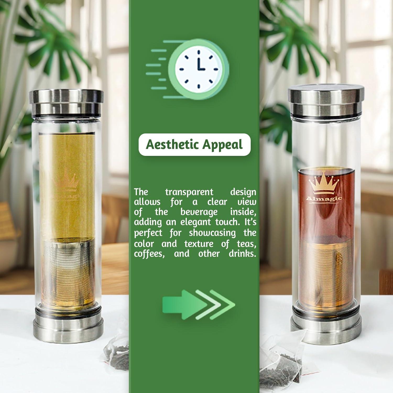 Botella Infusor de Té Almagic 400 ml Doble Pared Aislada