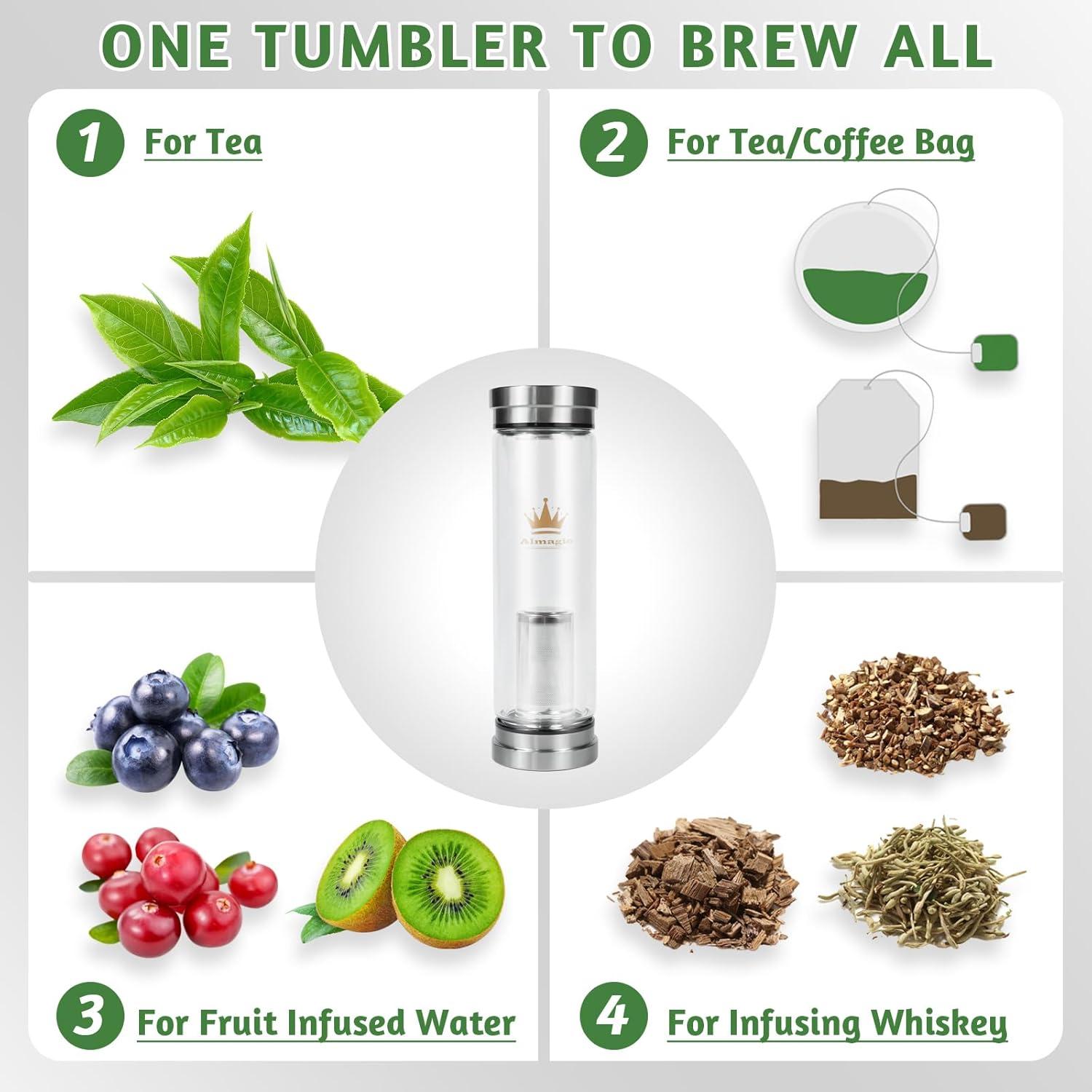 Botella Infusor de Té Almagic 400 ml Doble Pared Aislada