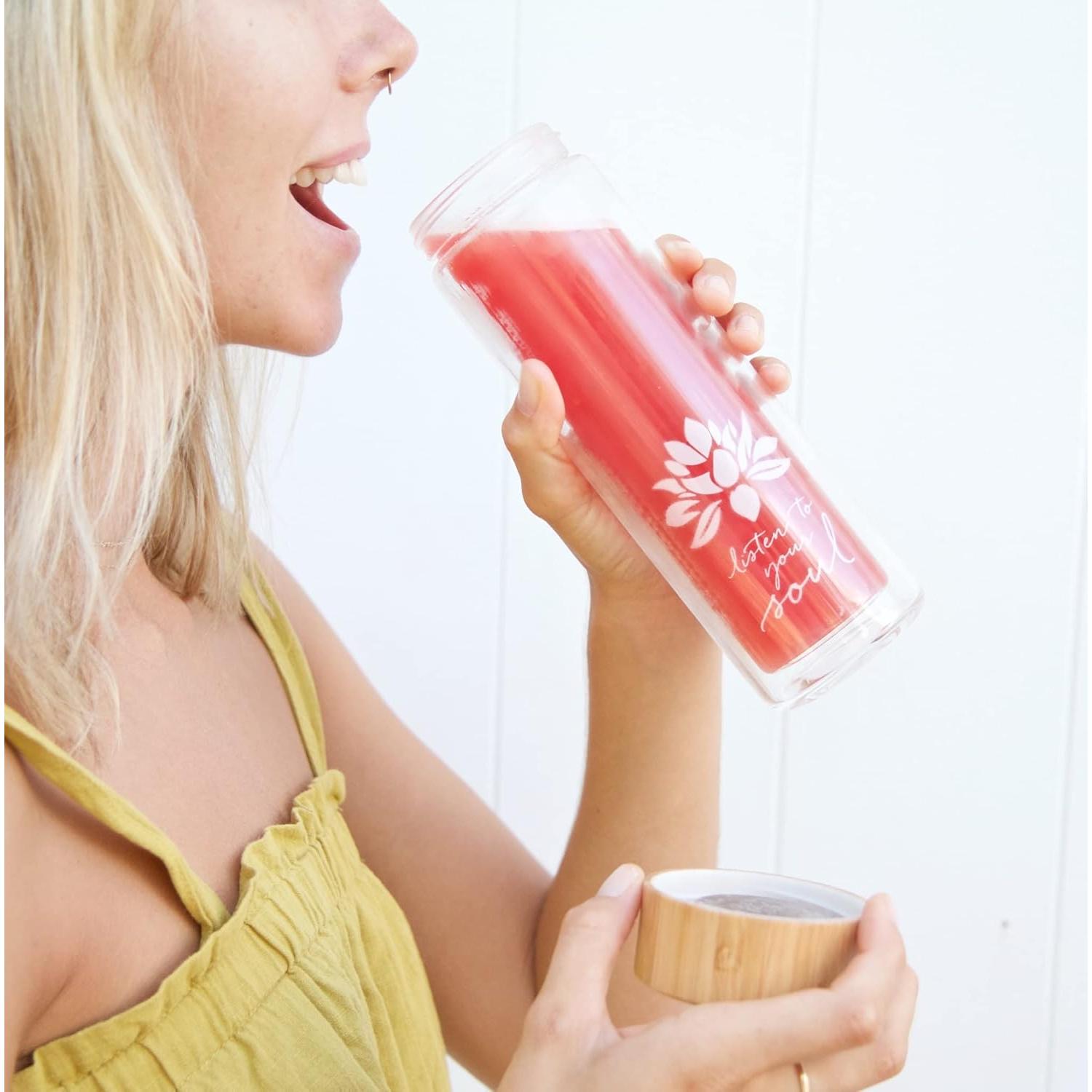 Vaso de Té Loto Sagrado Amor 443ml con Infusor y Colador