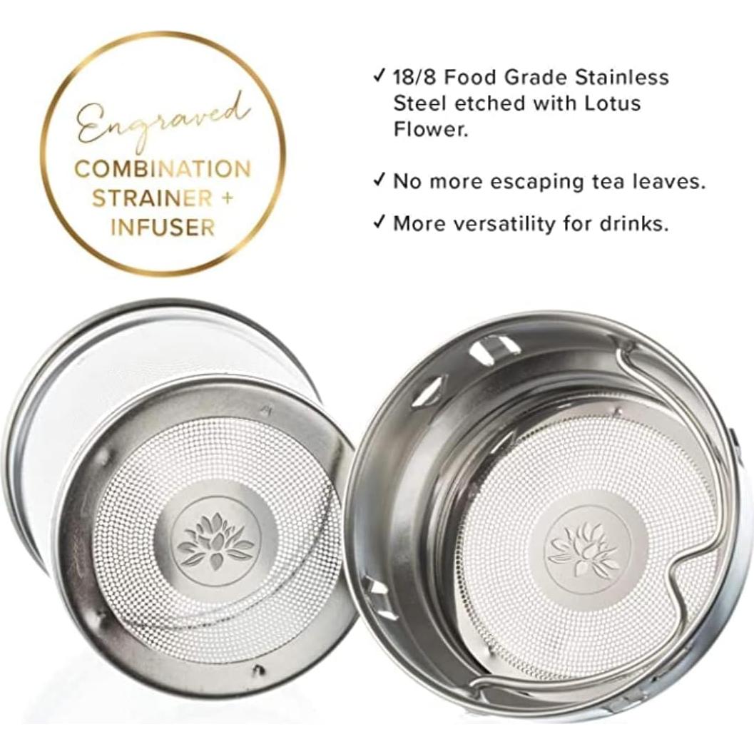 Vaso de Té Loto Sagrado Amor 443ml con Infusor y Colador