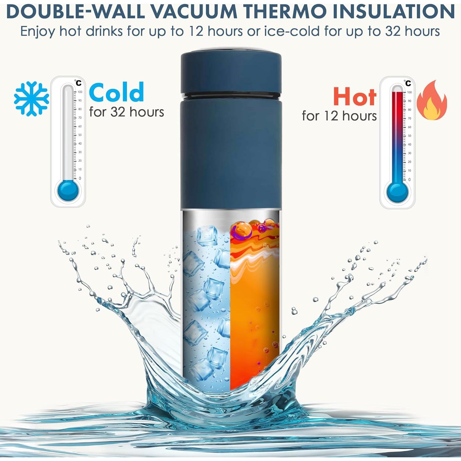 Termo Aislado AVARO 500ml con Infusor para Té y Café