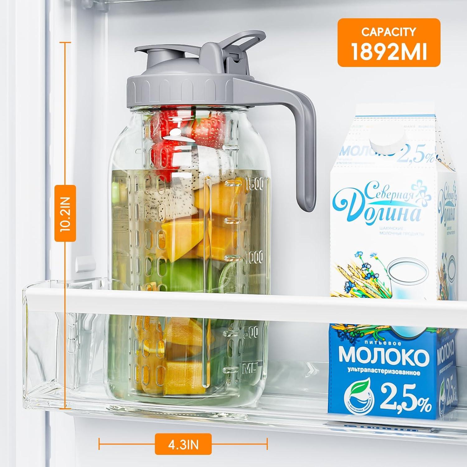 Jarra de Vidrio 1.81L OneDream con Infusor de Frutas y Tapa Hermética