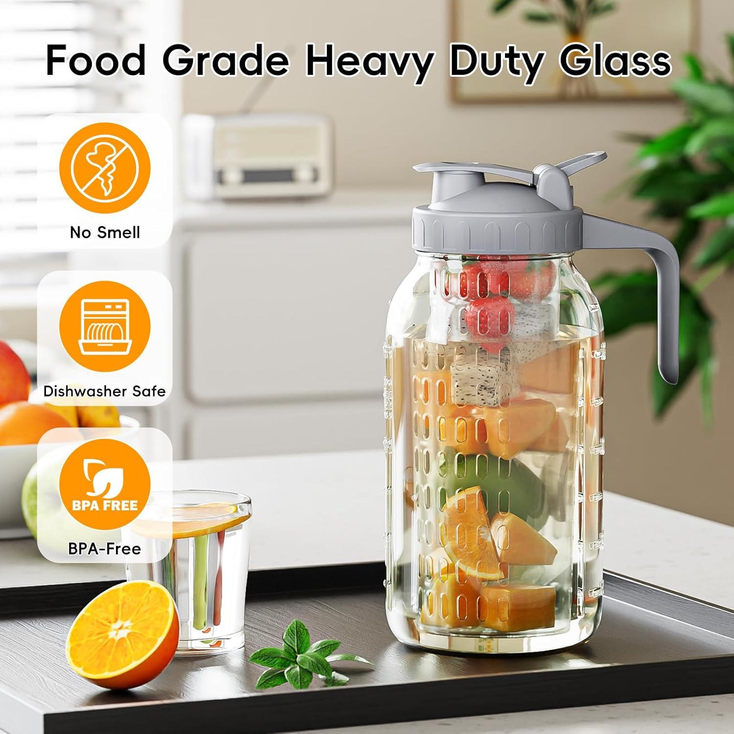 Jarra de Vidrio 1.81L OneDream con Infusor de Frutas y Tapa Hermética