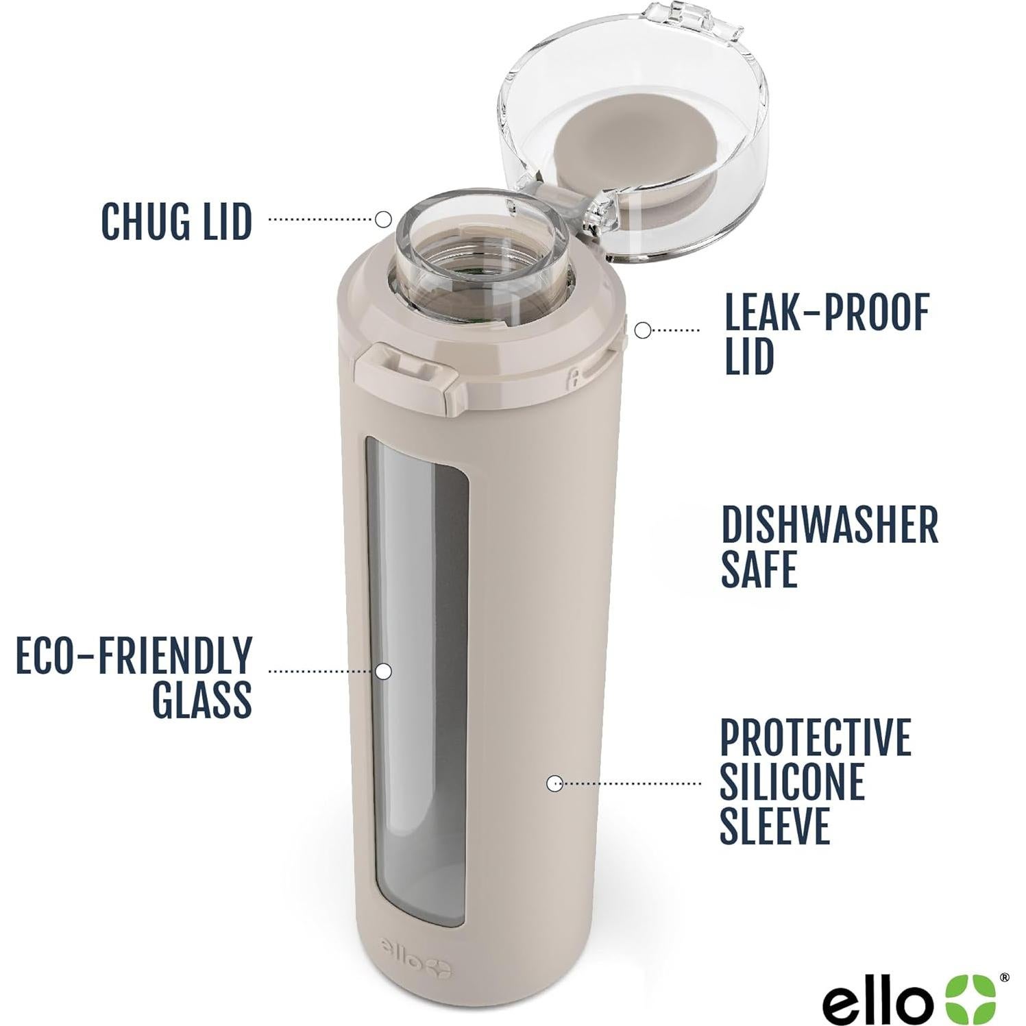 Botella de Agua de Vidrio Ello Syndicate 0.59L Antifugas