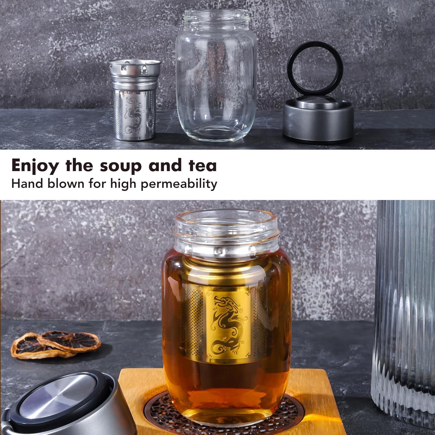 Botella Infusor de Té GlazzKraft 550 ml Vidrio Doble Pared