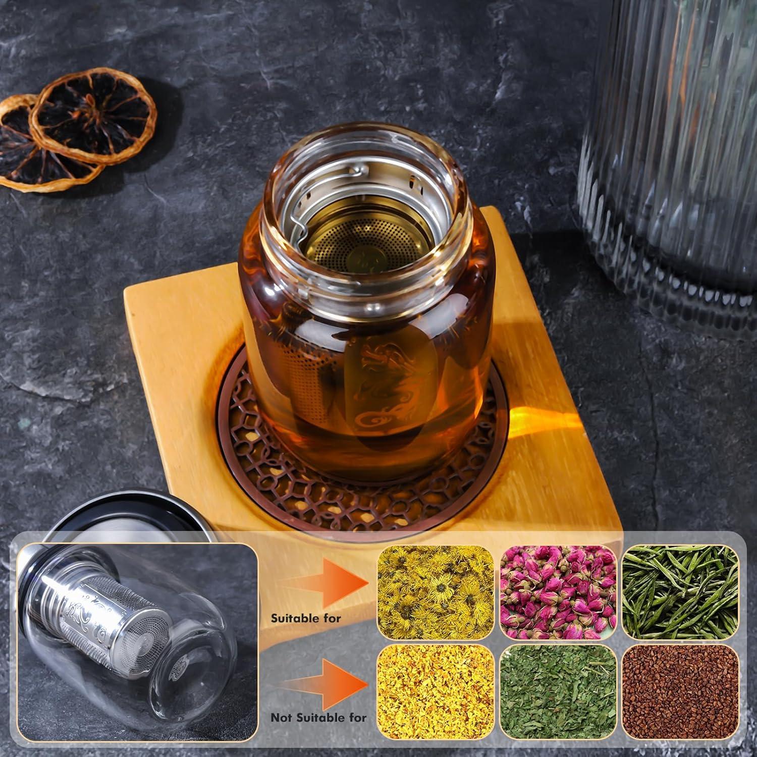 Botella Infusor de Té GlazzKraft 550 ml Vidrio Doble Pared