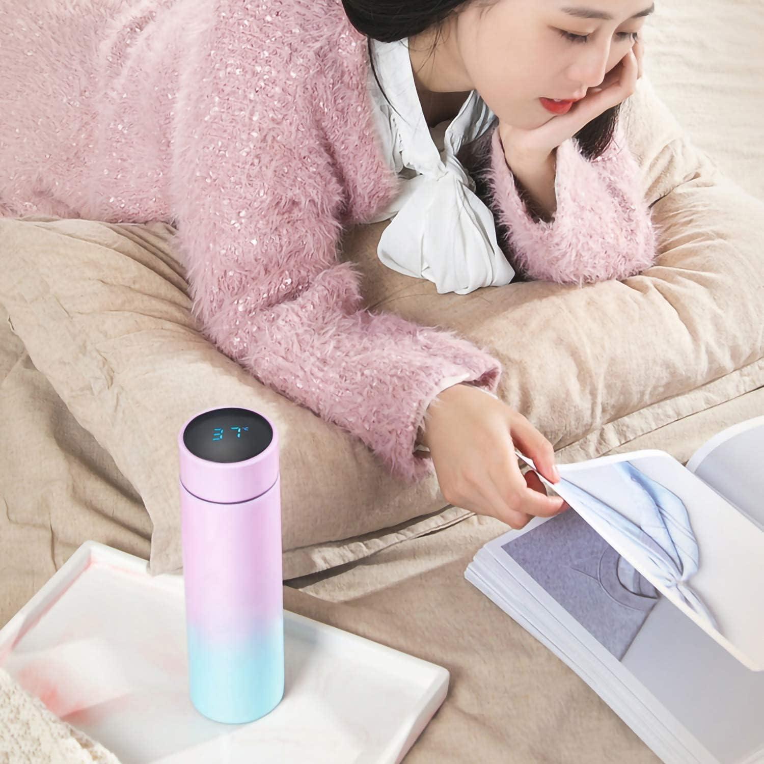 Taza de Café QiCheng&LYS 500ml con Pantalla LED Rosa