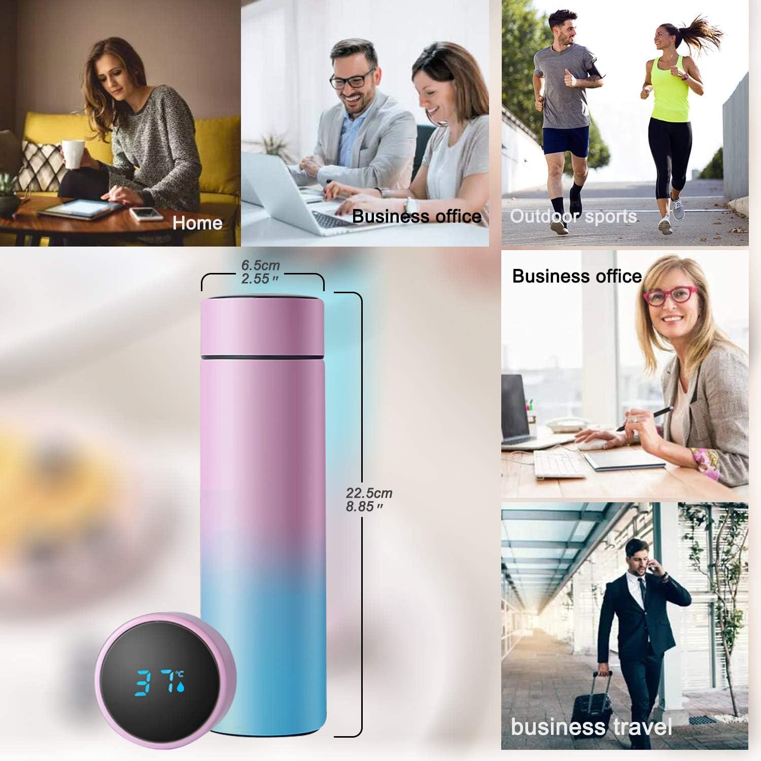 Taza de Café QiCheng&LYS 500ml con Pantalla LED Rosa