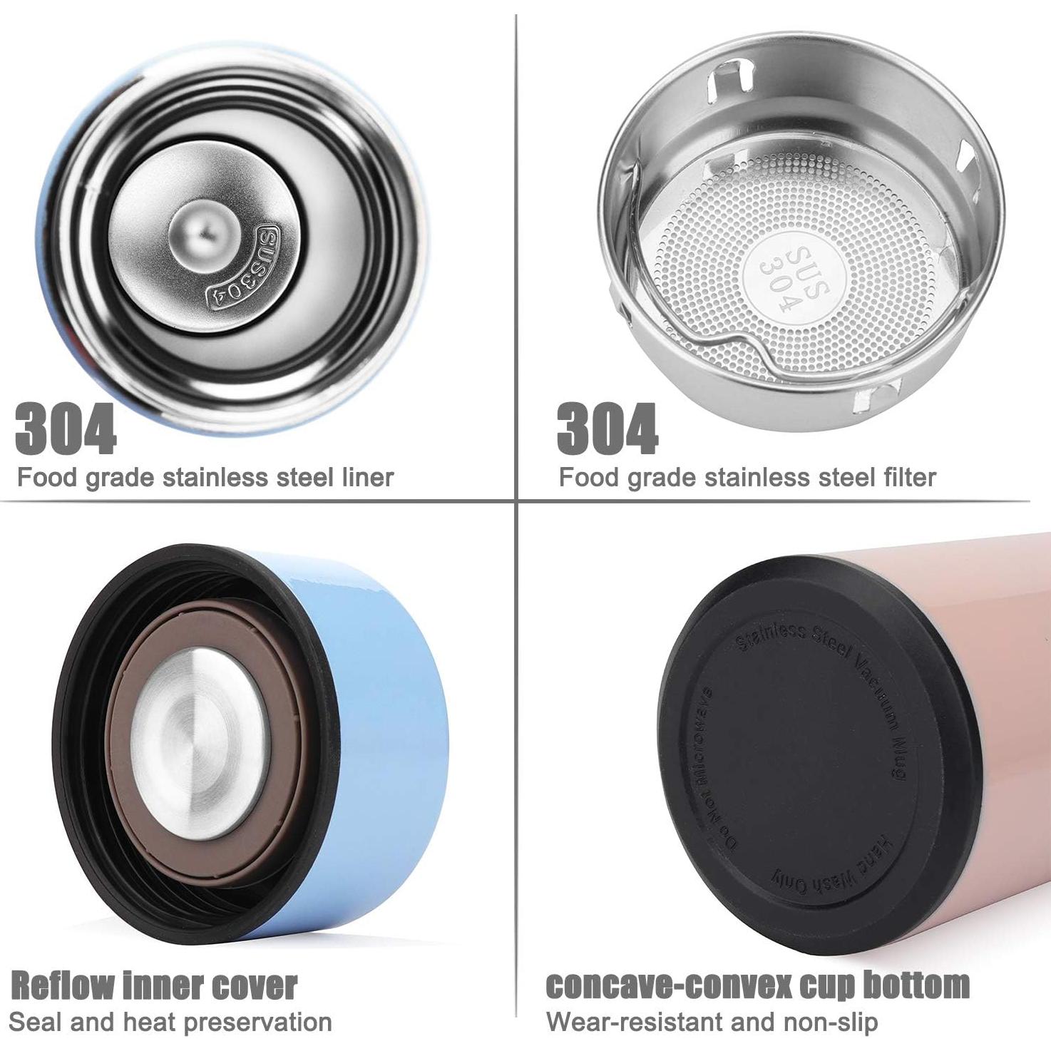 Taza de Café QiCheng&LYS 500ml con Pantalla LED Rosa