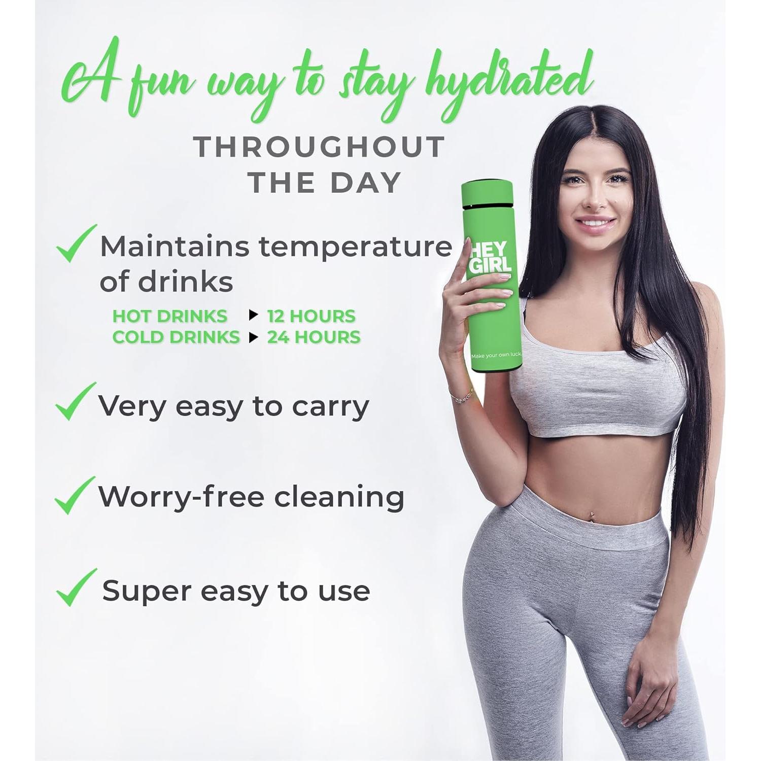 Botella Infusora de Té Hey Girl 450ml Acero Inoxidable Verde