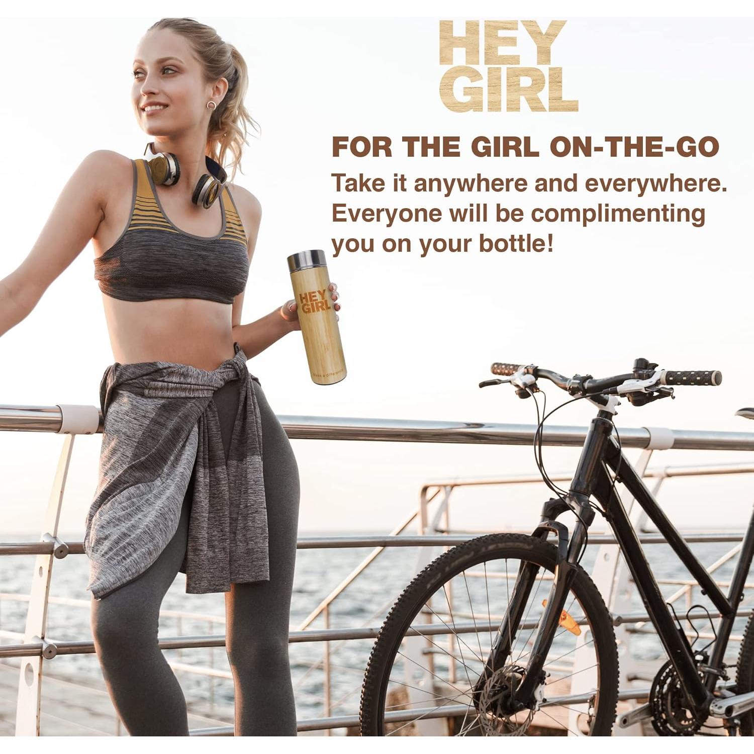 Botella Infusora de Té de Bambú Hey Girl 532 ml Aislada